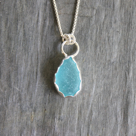 Bright Blue Sea Glass Necklace