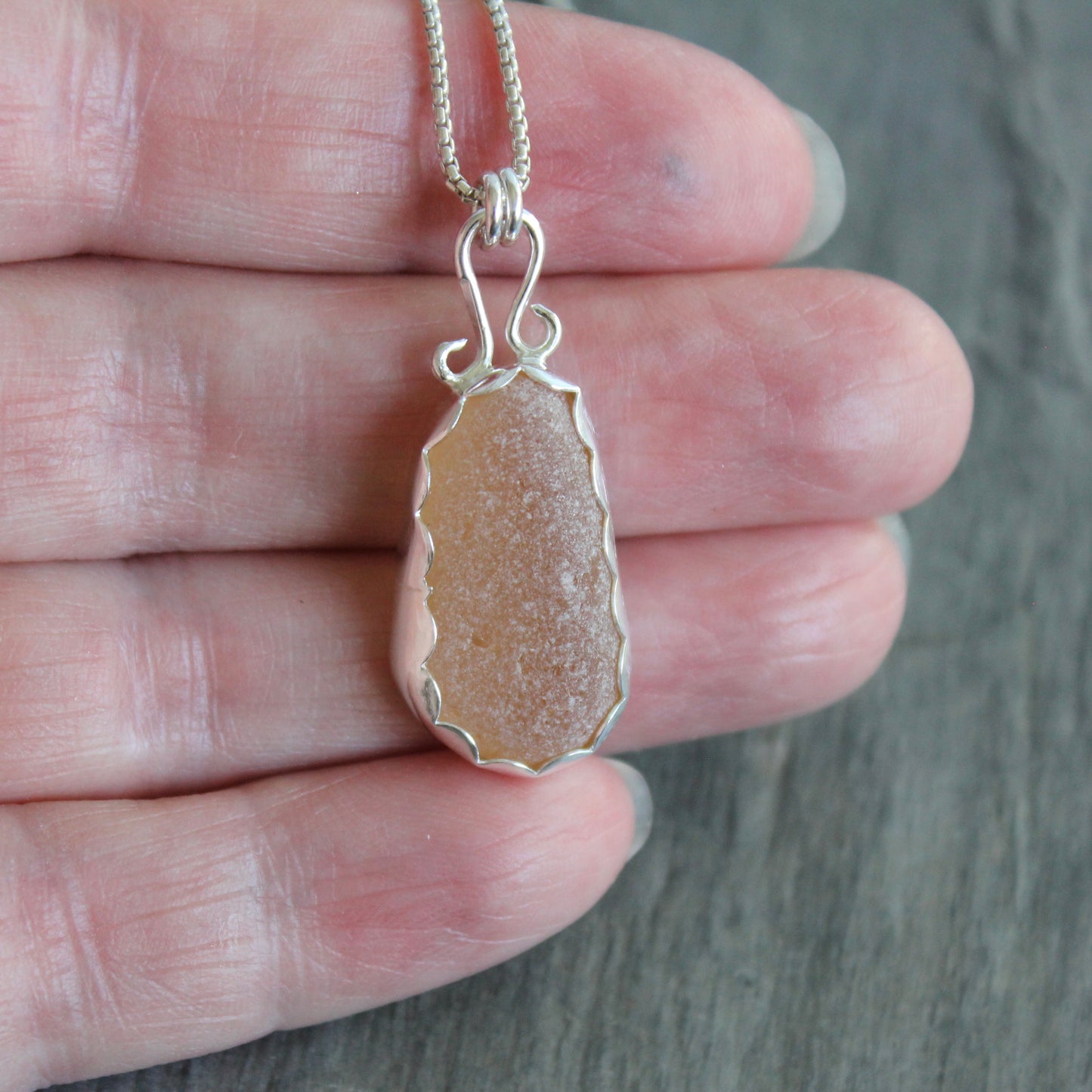 Large Pale Orange Sea Glass Necklace