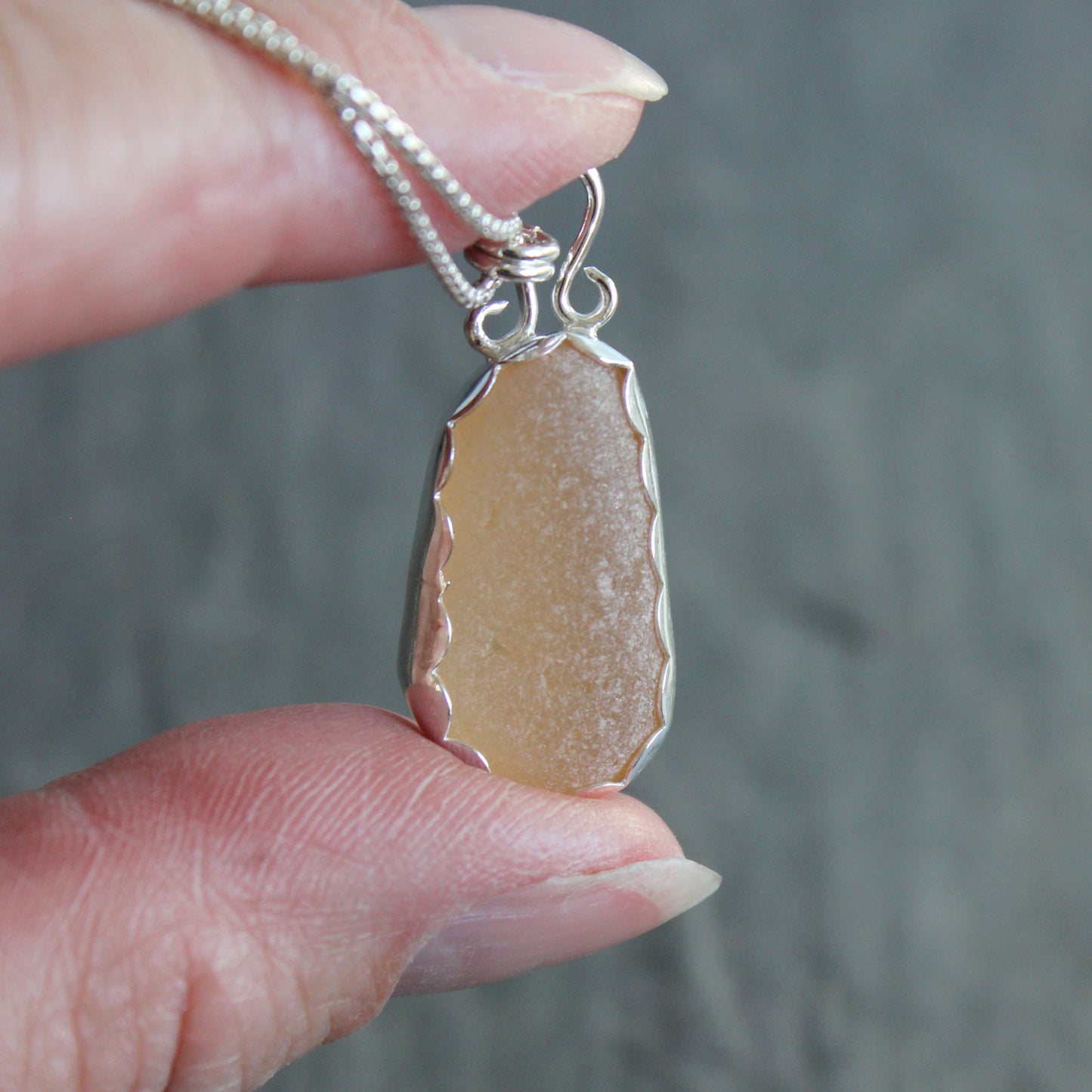 Large Pale Orange Sea Glass Necklace