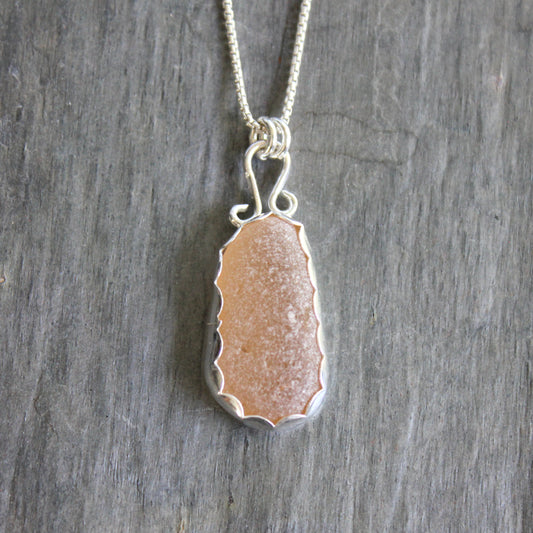 Large Pale Orange Sea Glass Necklace