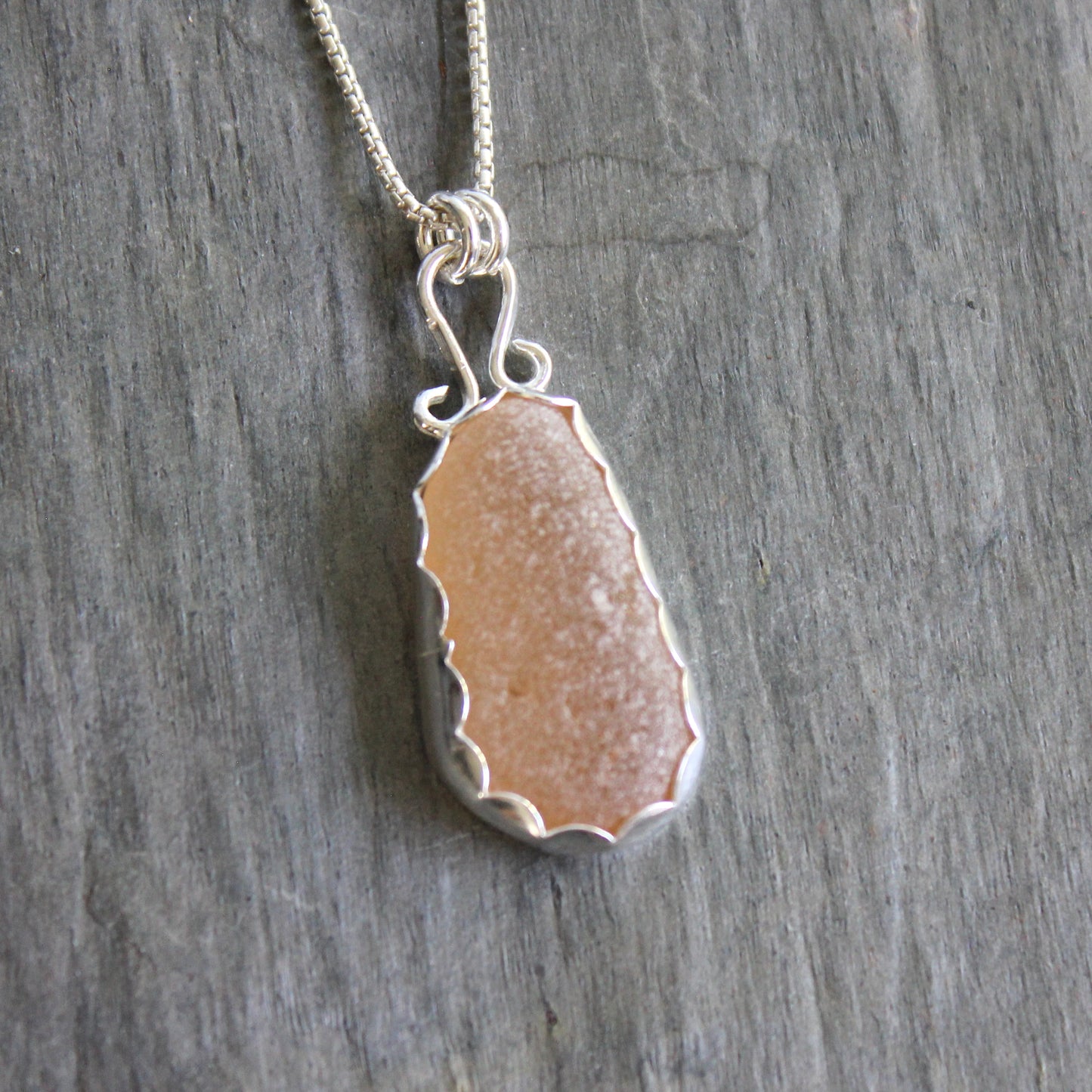 Large Pale Orange Sea Glass Necklace