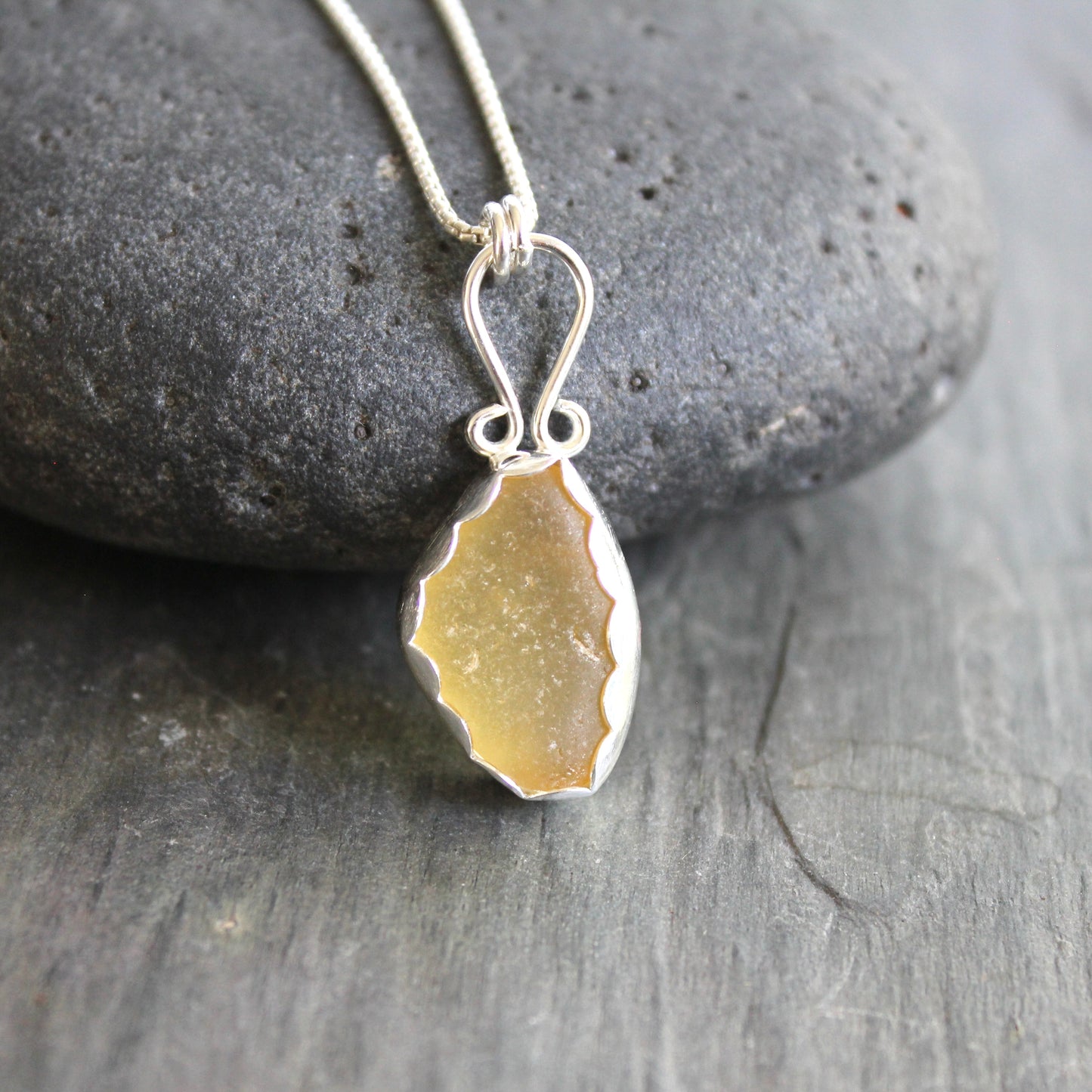 Rare Yellow Sea Glass Necklace