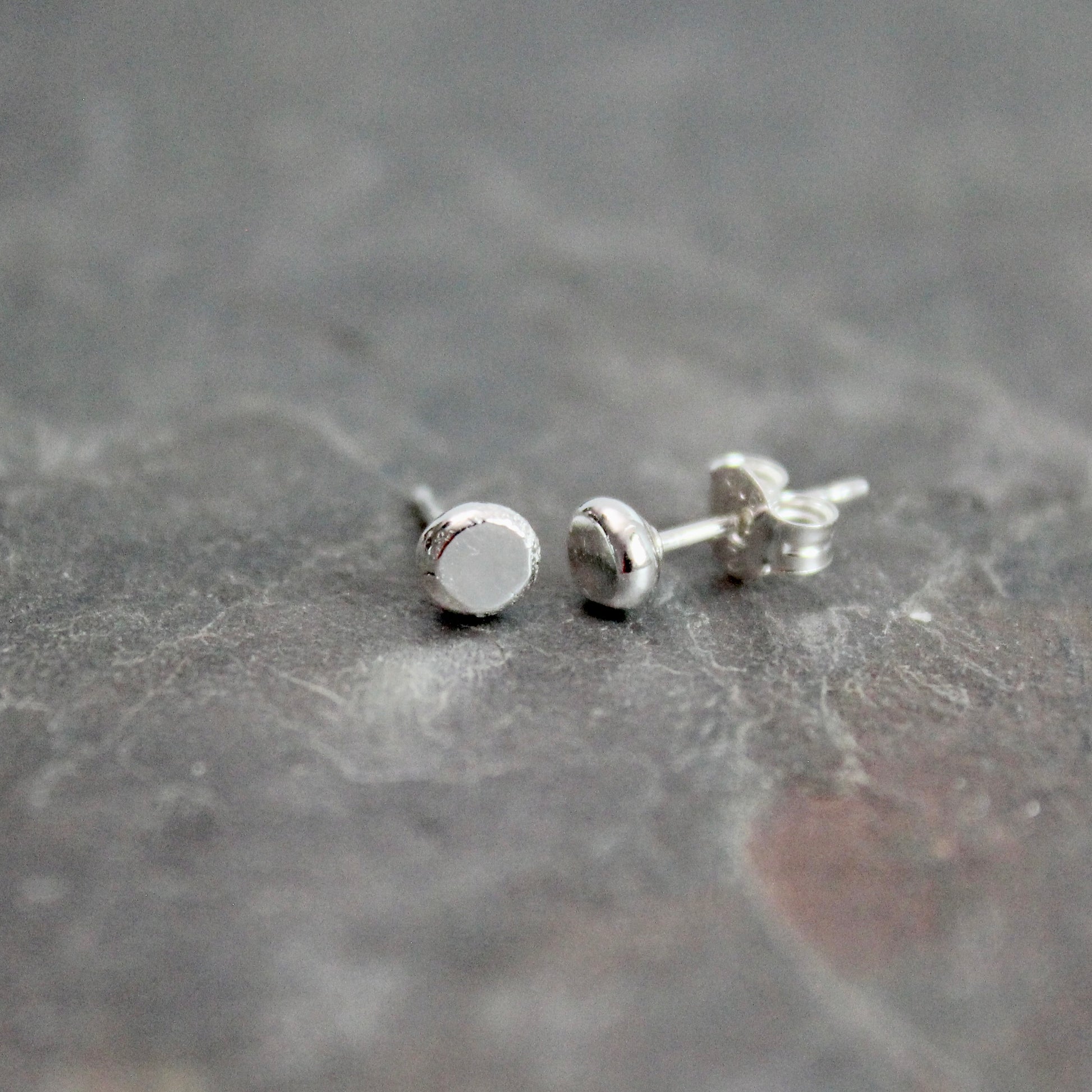 Tiny Recycled Sterling Silver Stud Earrings