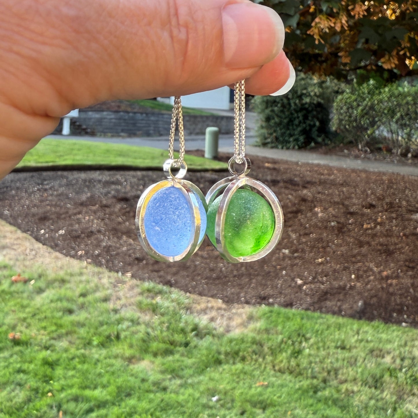 Rare Green Sea Glass Marble Necklace