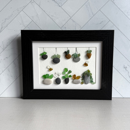 Succulent and Cactus Themed Sea Glass Art