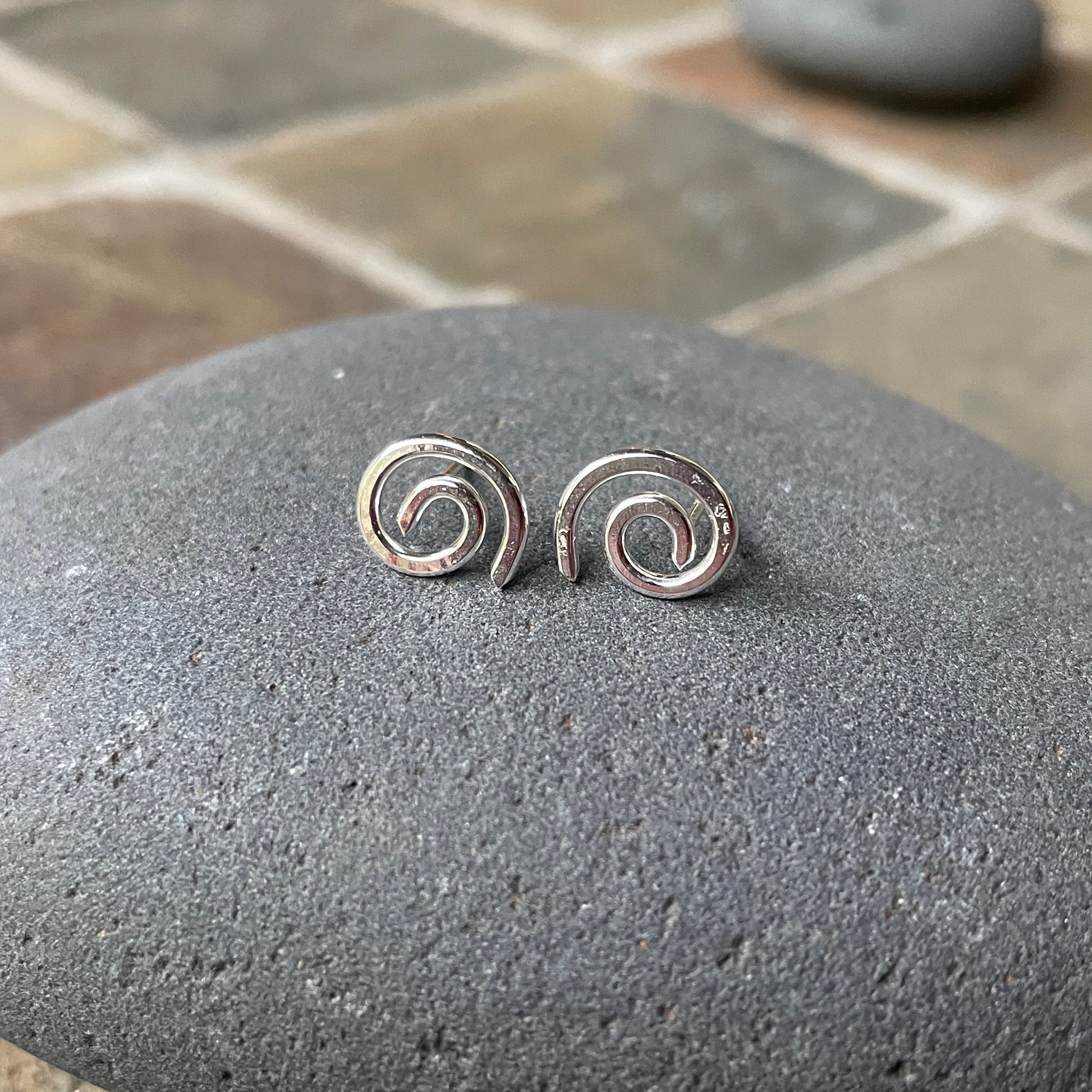 Handmade sterling silver spiral studs
