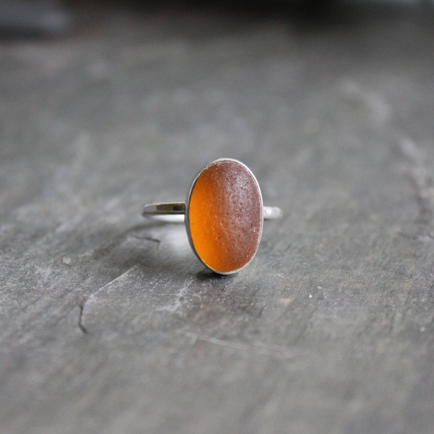 Amber Brown Sea Glass Ring - AccentYourself