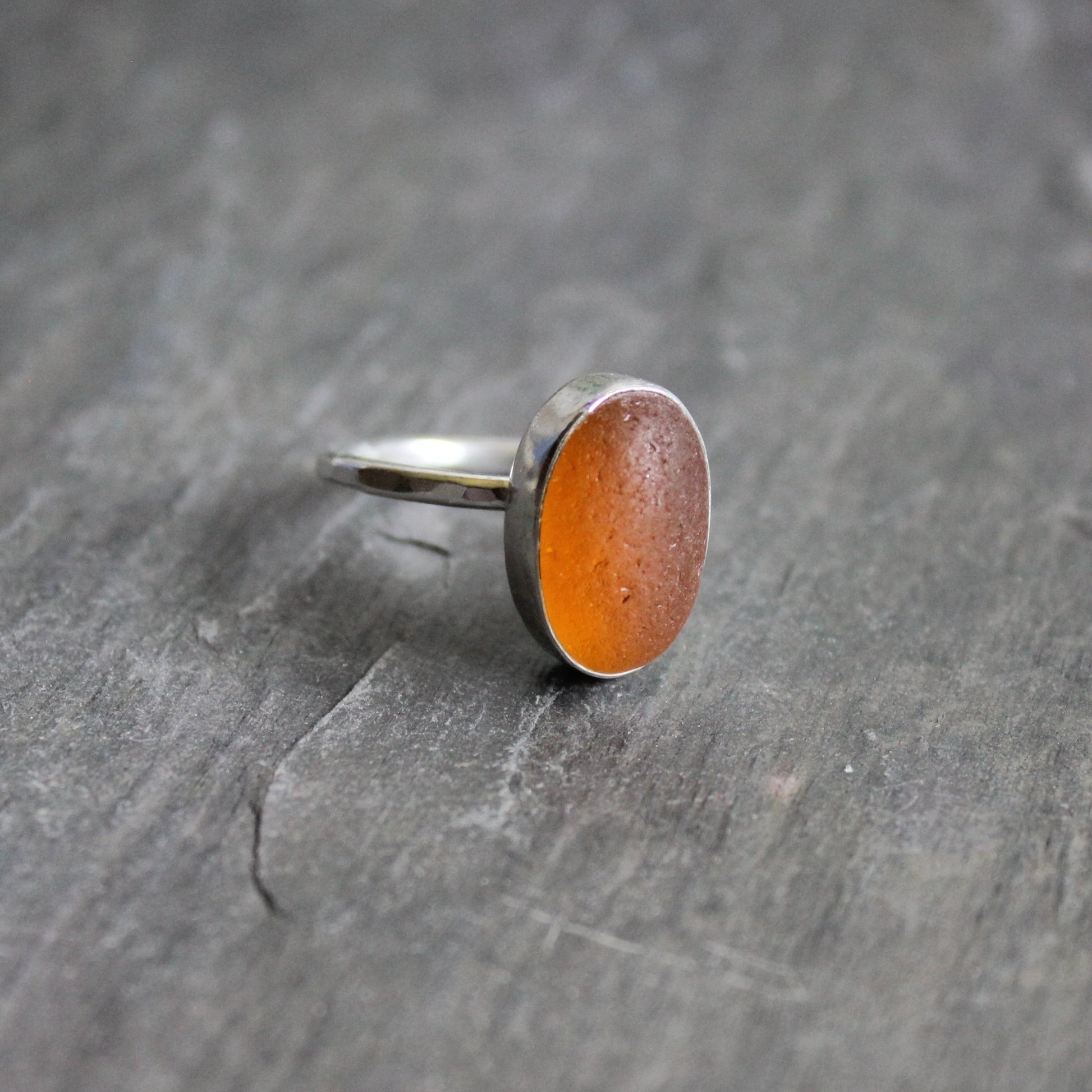 Amber Brown Sea Glass Ring - AccentYourself