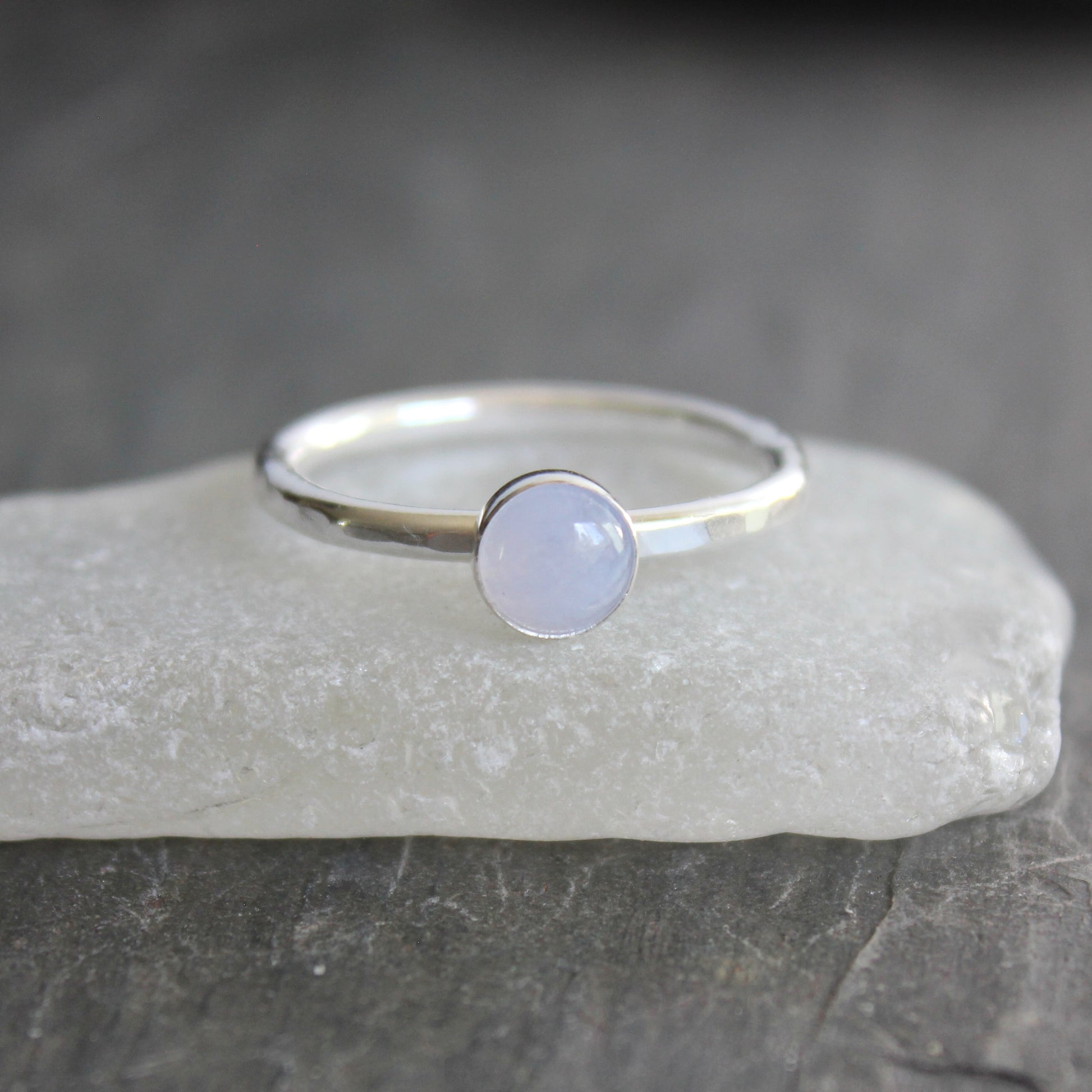 sterling silver blue lace agate in a bezel setting


