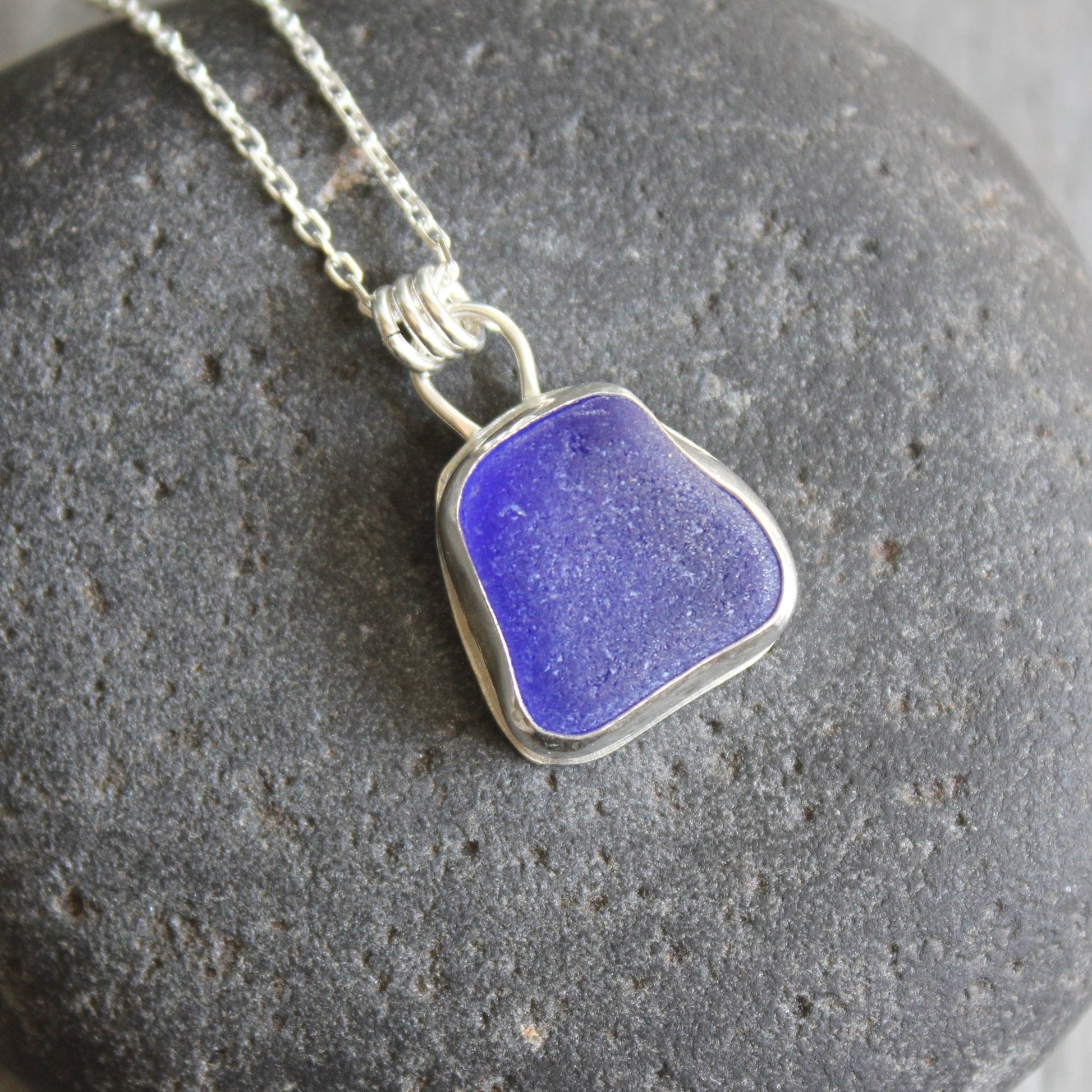 Chunky Cobalt Blue Sea Glass Necklace - AccentYourself