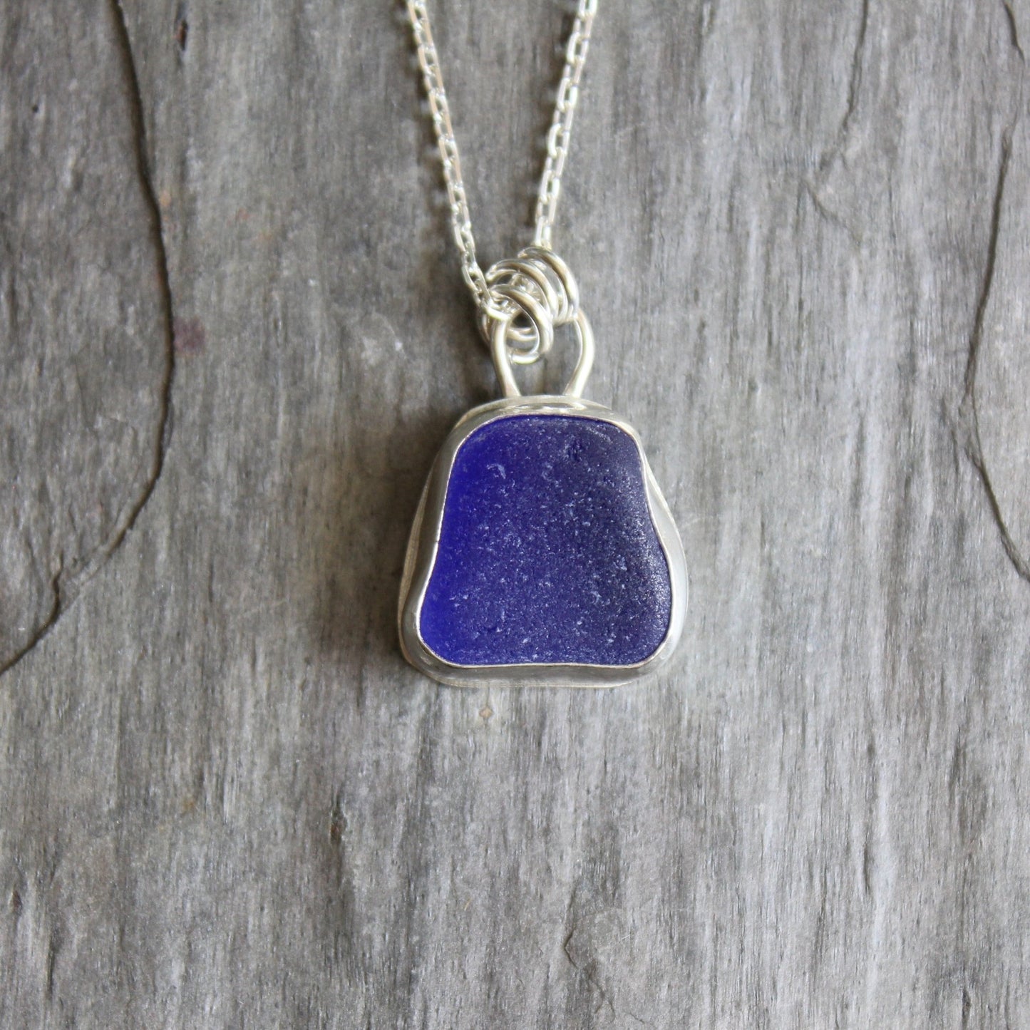 Chunky Cobalt Blue Sea Glass Necklace - AccentYourself