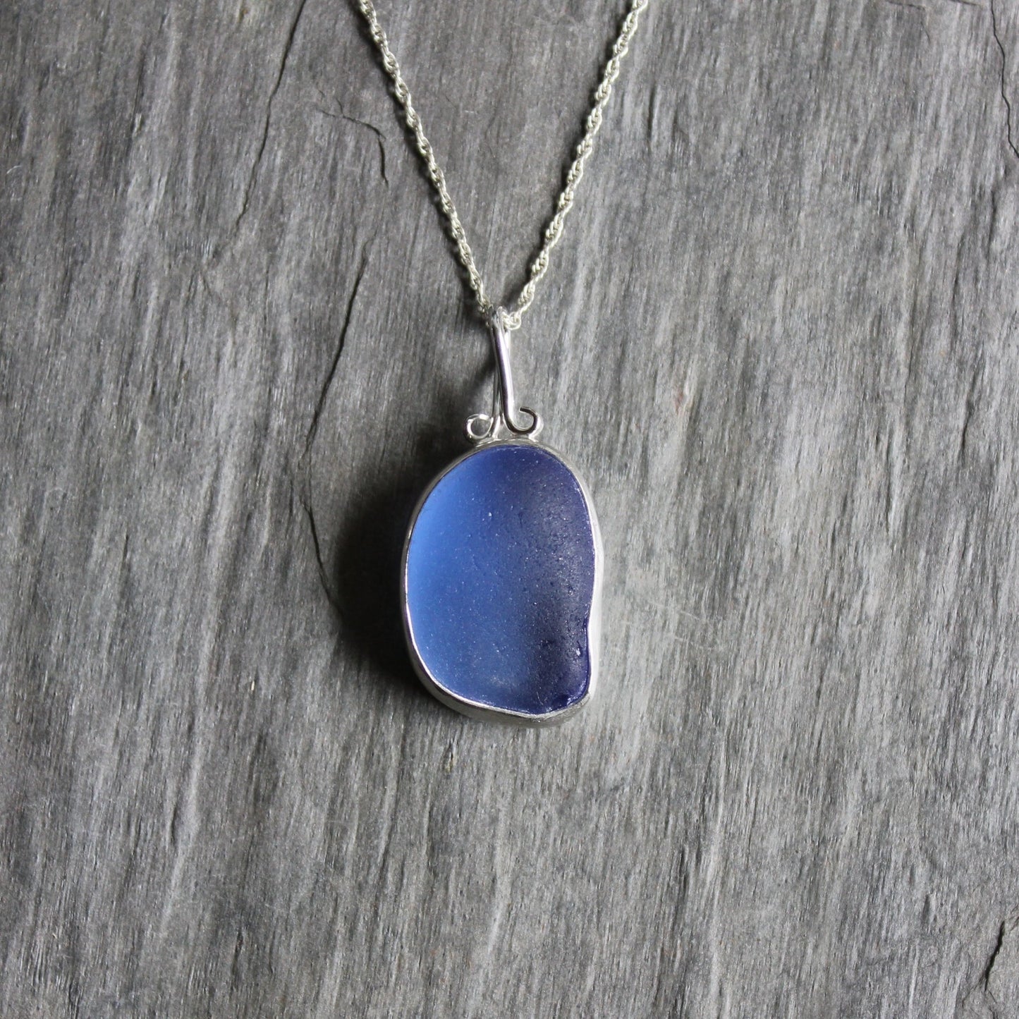 Chunky Cornflower Blue Sea Glass Necklace - AccentYourself