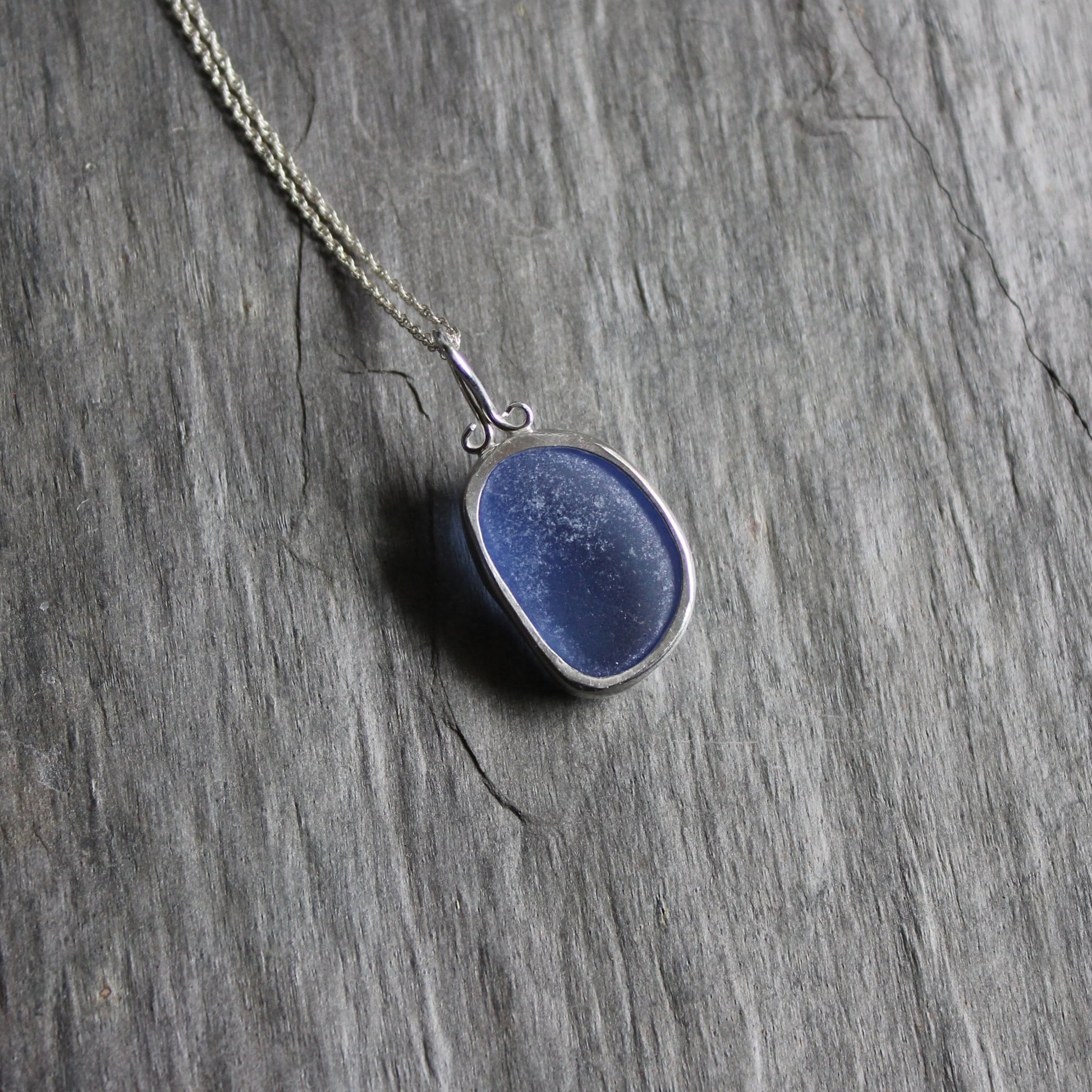 Chunky Cornflower Blue Sea Glass Necklace - AccentYourself