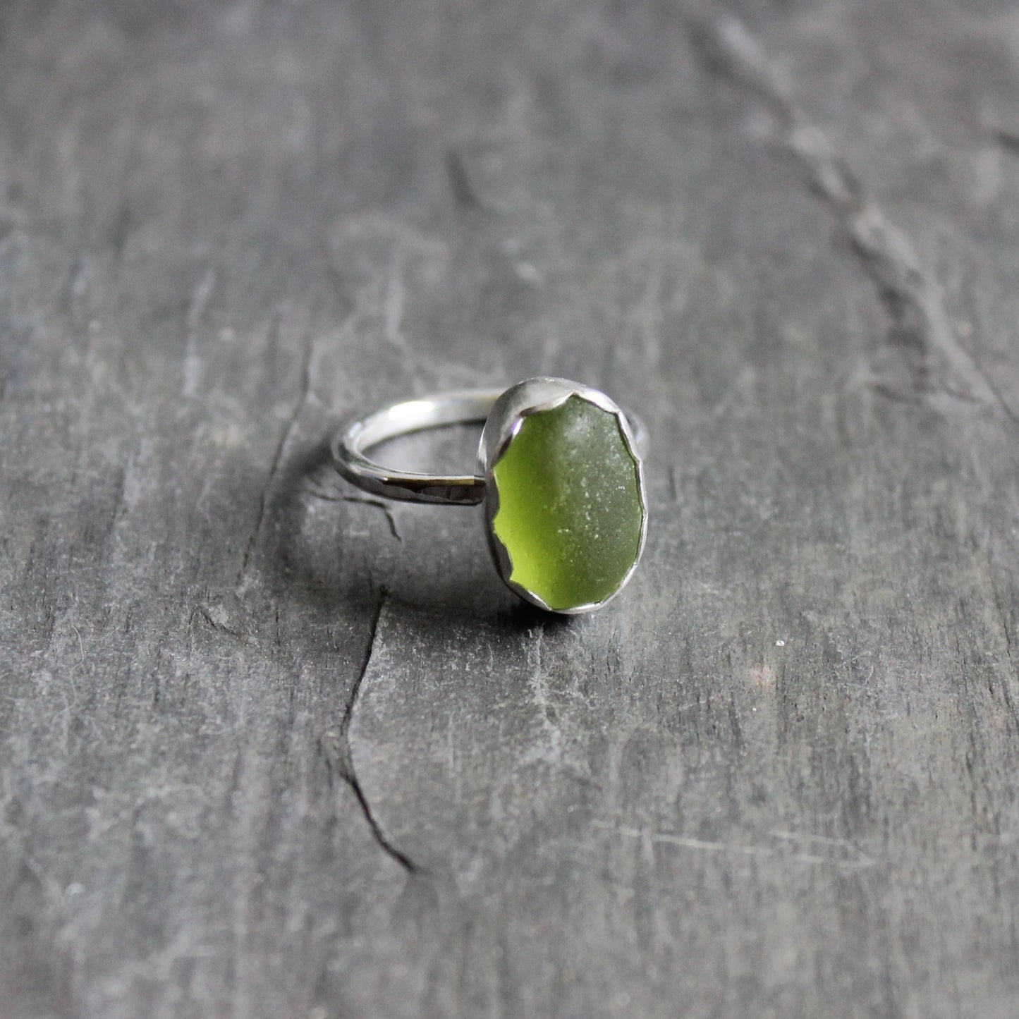 Chunky Olive Green Sea Glass Ring - AccentYourself