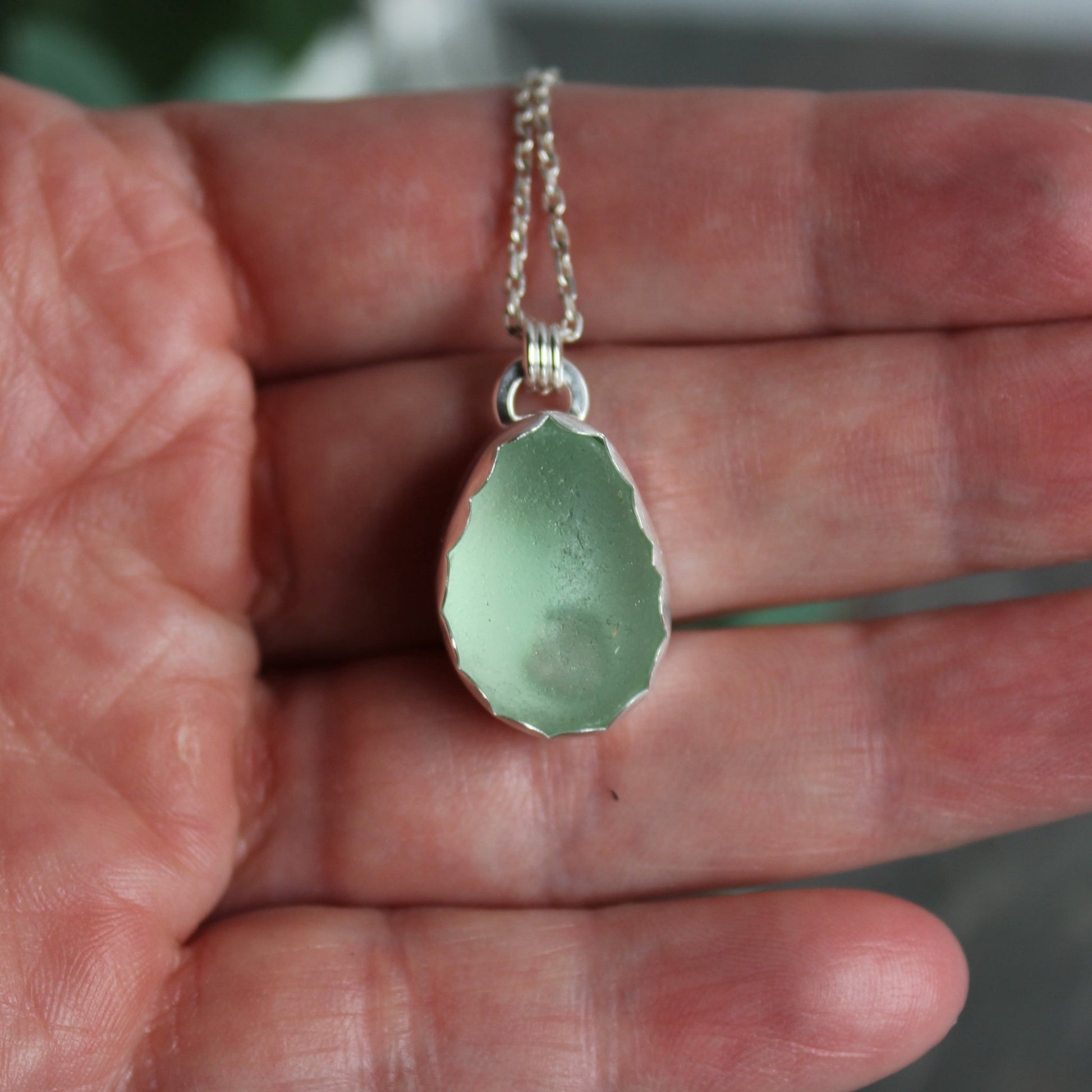 Chunky Sea Foam Green Sea Glass Necklace - AccentYourself