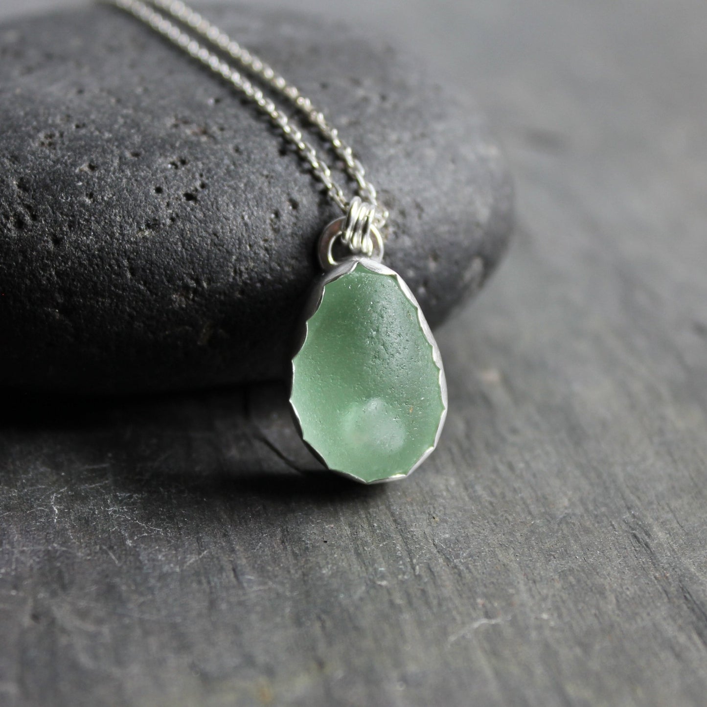 Chunky Sea Foam Green Sea Glass Necklace - AccentYourself