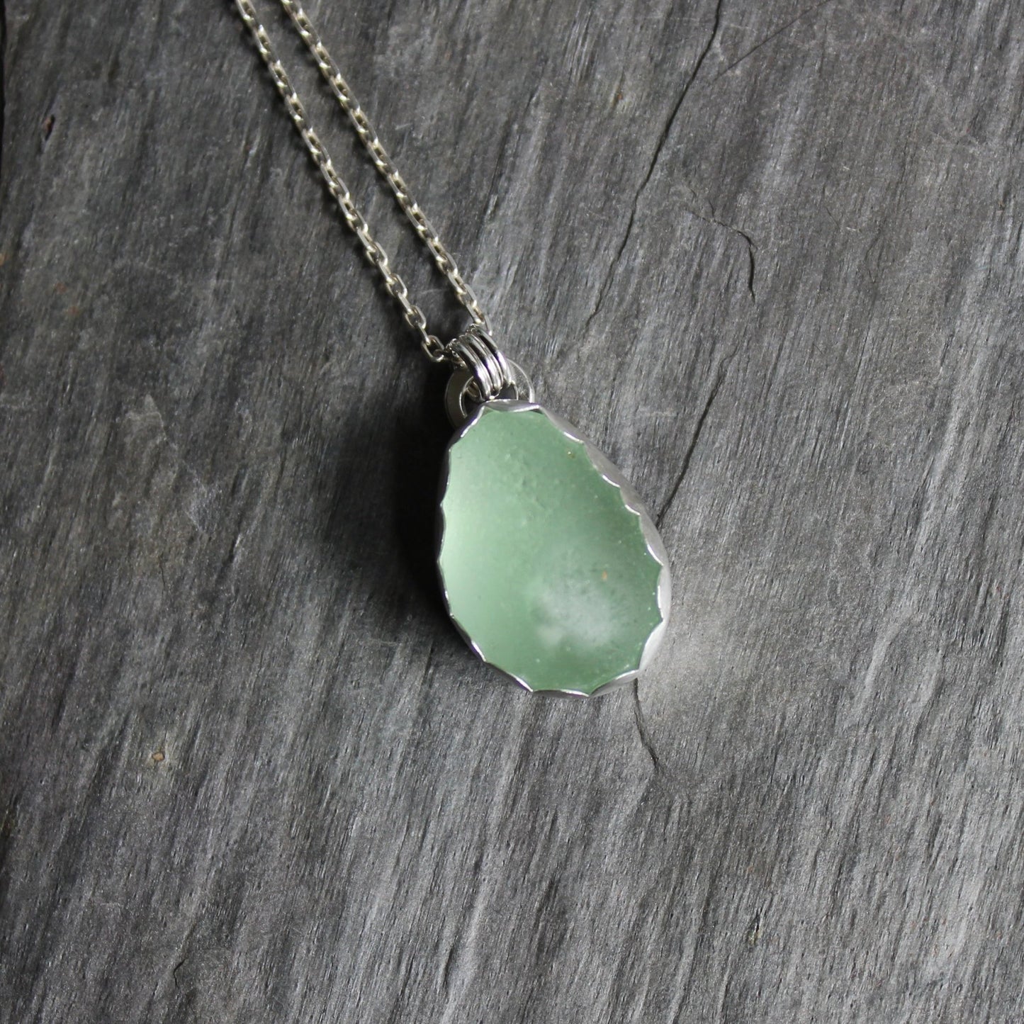 Chunky Sea Foam Green Sea Glass Necklace - AccentYourself