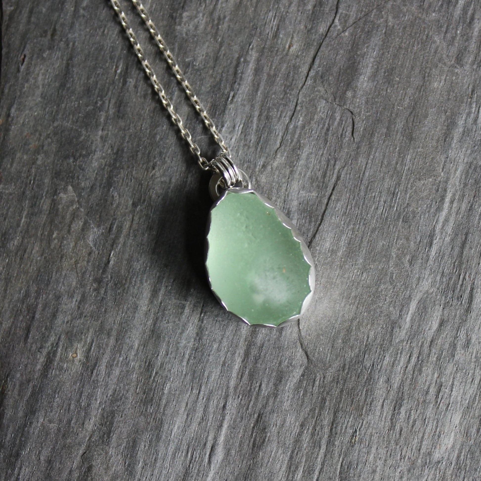 Chunky Sea Foam Green Sea Glass Necklace - AccentYourself