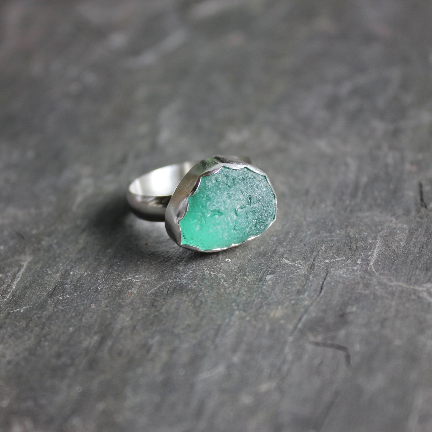 Chunky Teal Sea Glass Ring - AccentYourself