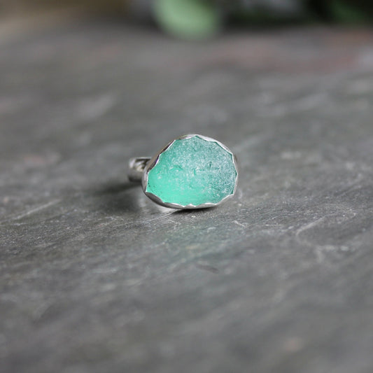 Chunky Teal Sea Glass Ring - AccentYourself