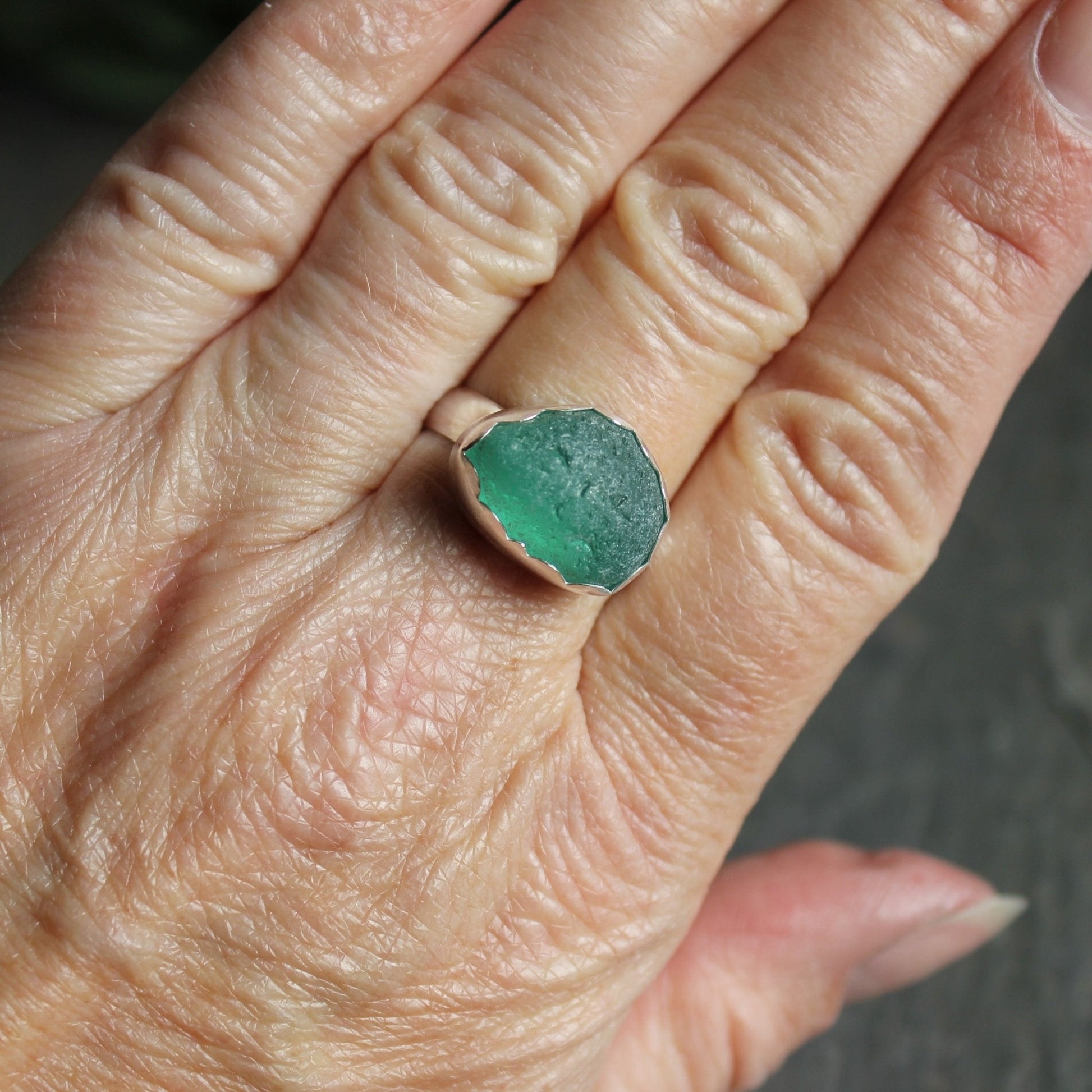 Chunky Teal Sea Glass Ring - AccentYourself