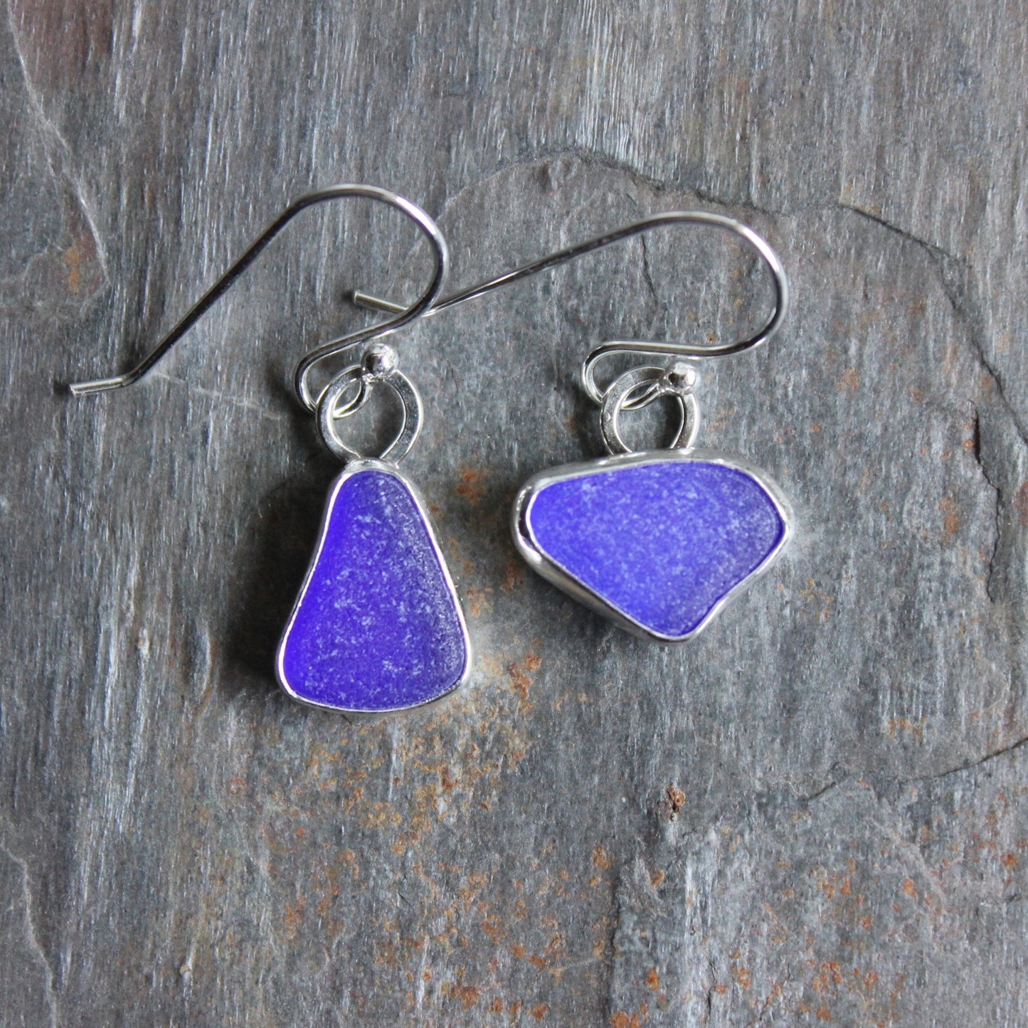 Cobalt Blue Dangly Sea Glass Earrings - AccentYourself