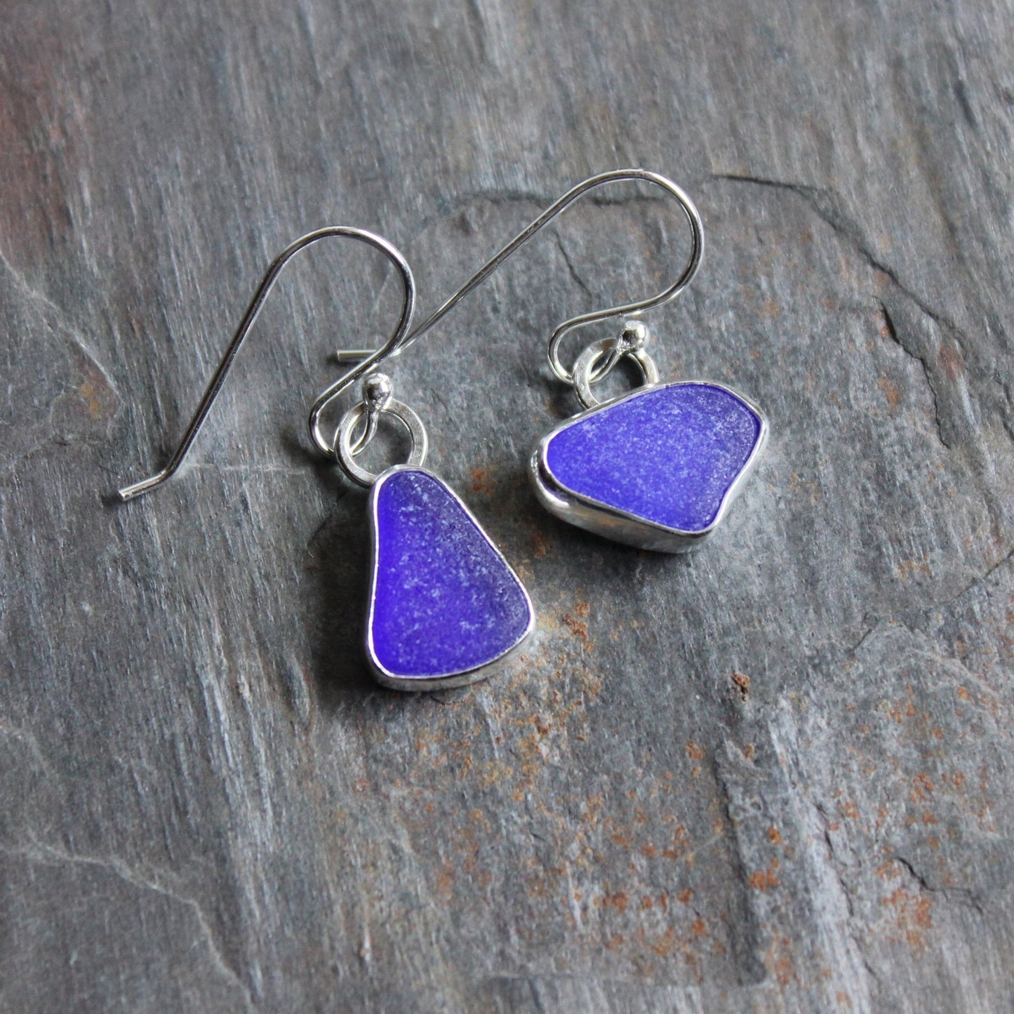 Cobalt Blue Dangly Sea Glass Earrings - AccentYourself