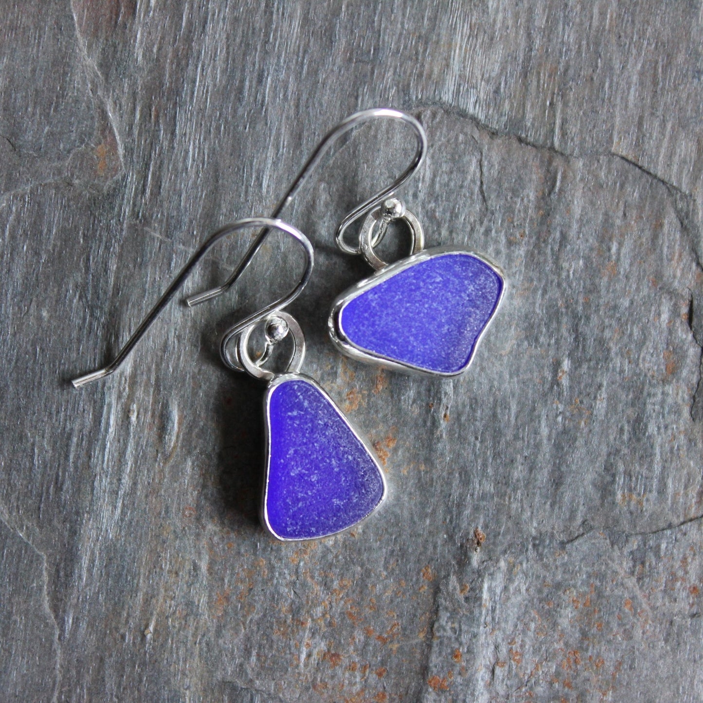 Cobalt Blue Dangly Sea Glass Earrings - AccentYourself