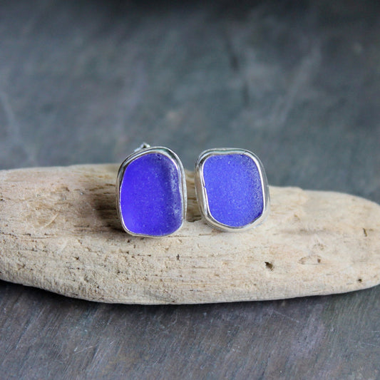 Cobalt Blue Sea Glass Earrings - AccentYourself