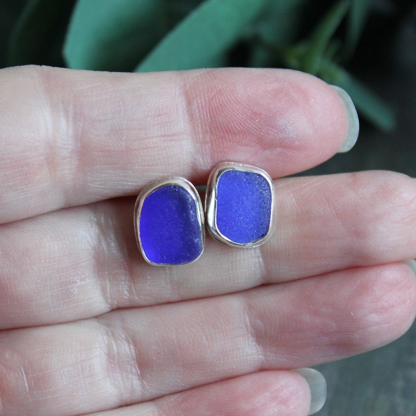 Cobalt Blue Sea Glass Earrings - AccentYourself