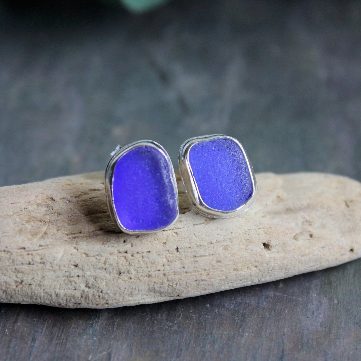 Cobalt Blue Sea Glass Earrings - AccentYourself