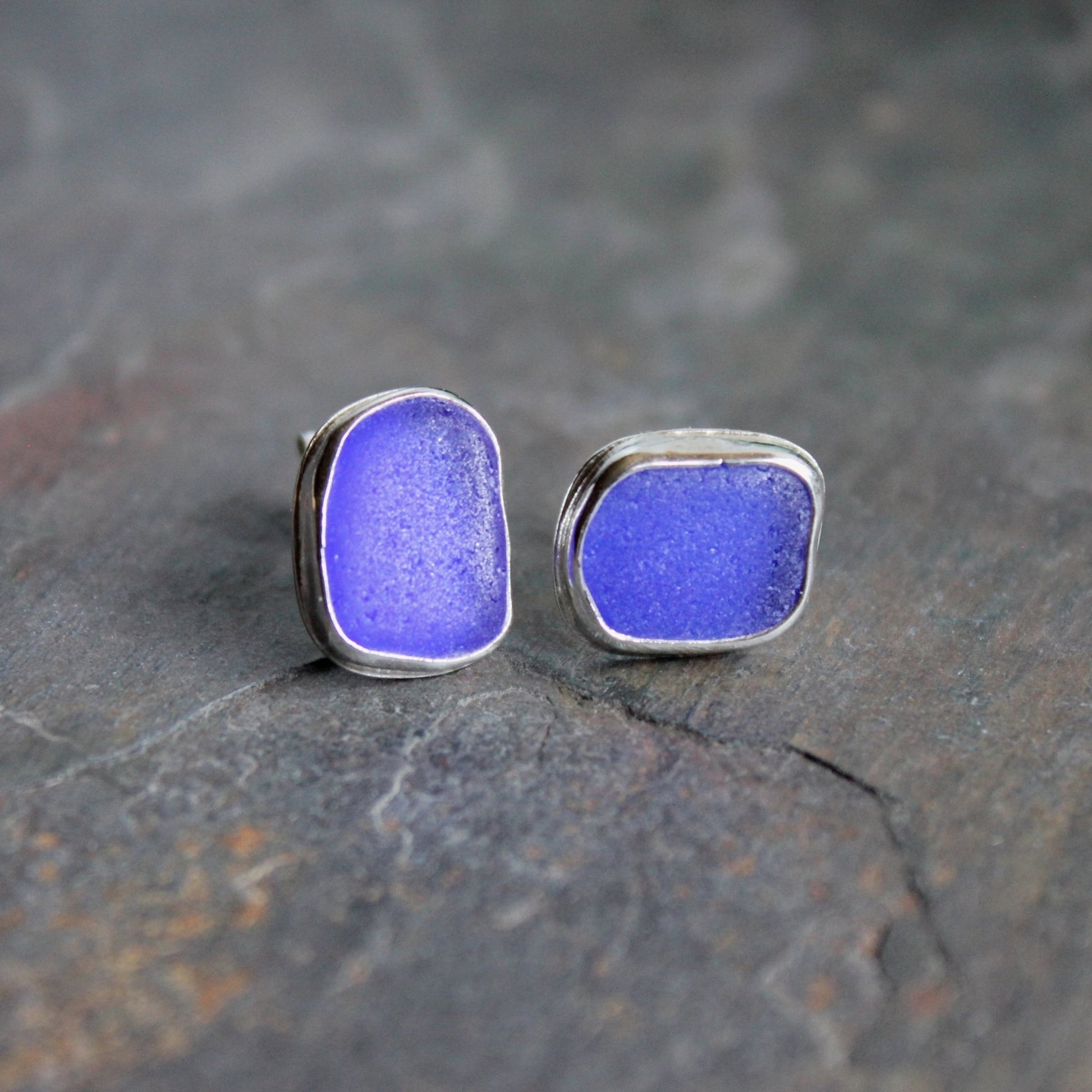 Cobalt Blue Sea Glass Earrings - AccentYourself