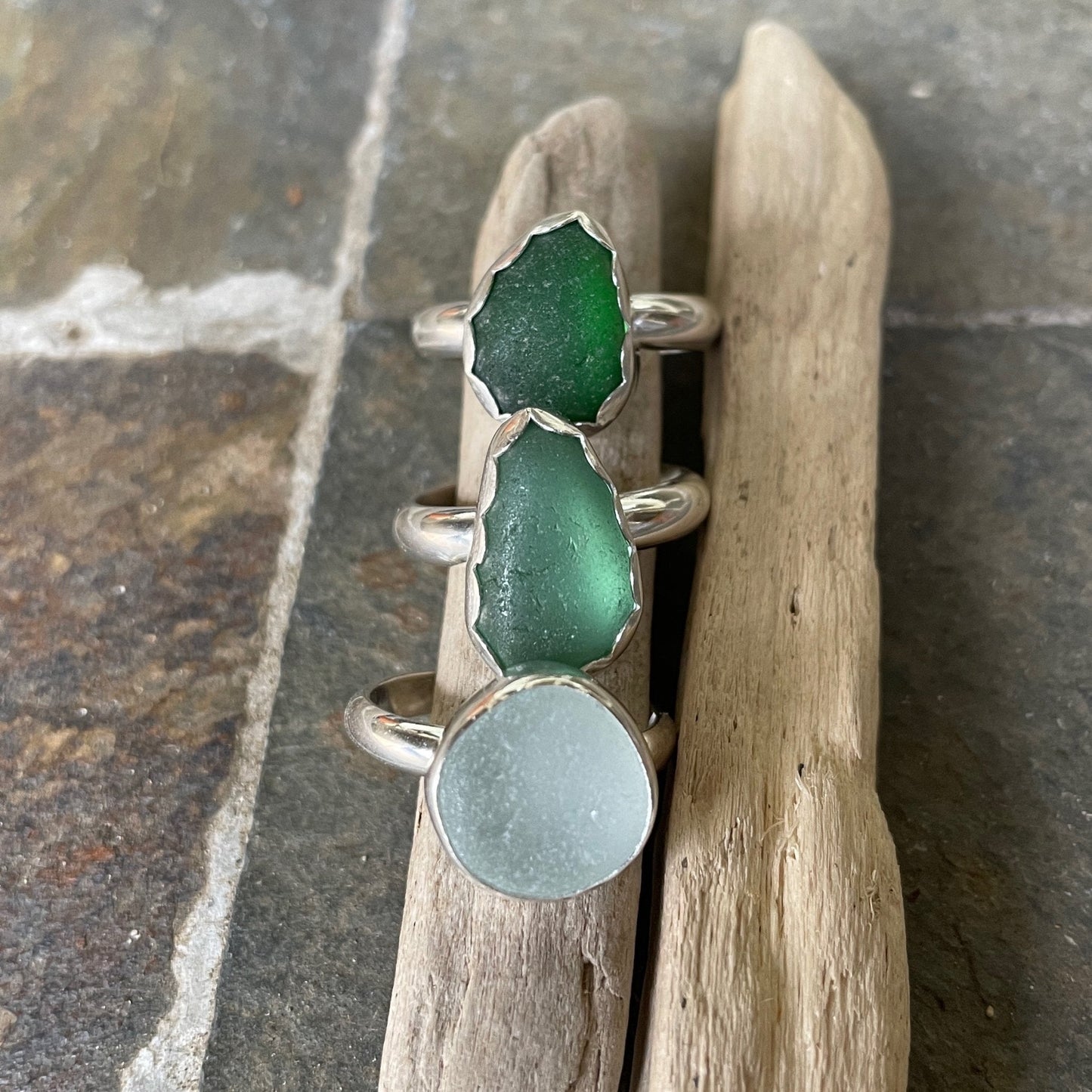 Dark Green Sea Glass Ring - AccentYourself