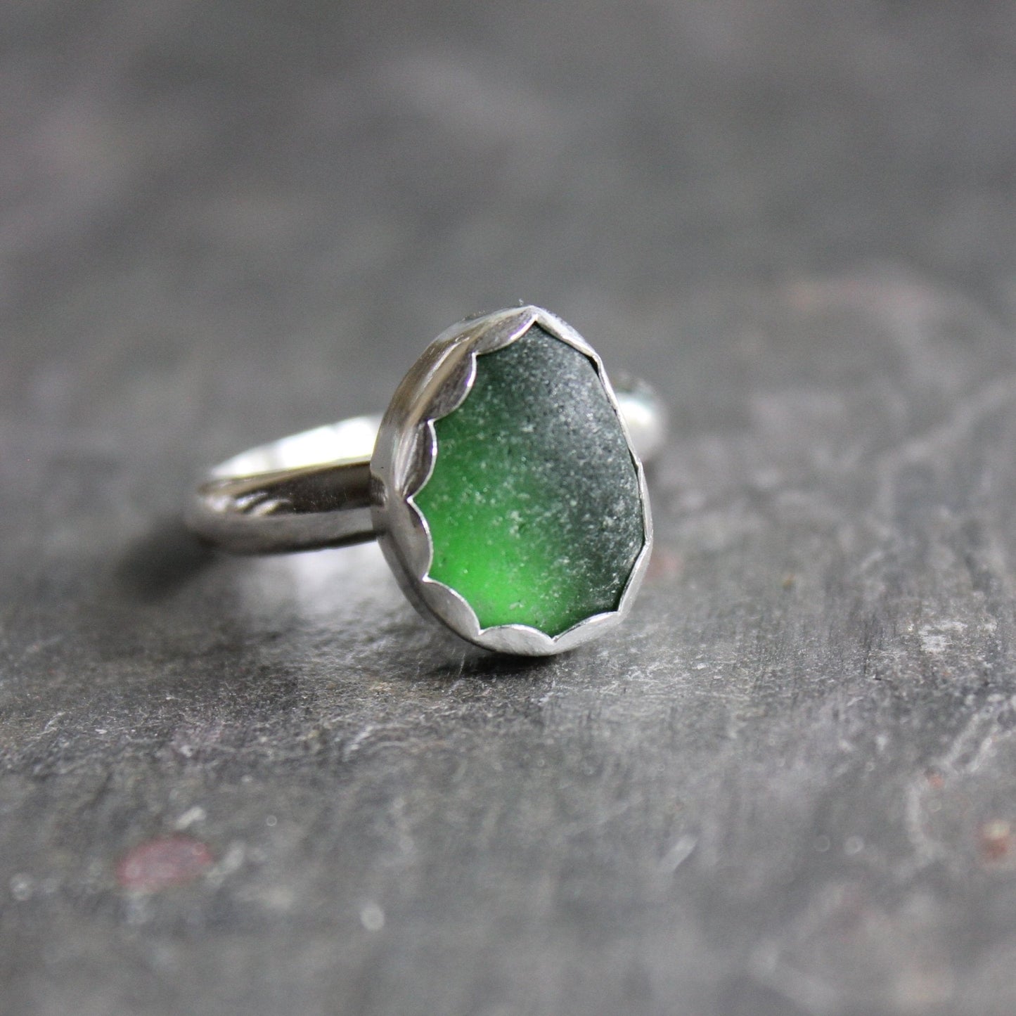 Dark Green Sea Glass Ring - AccentYourself