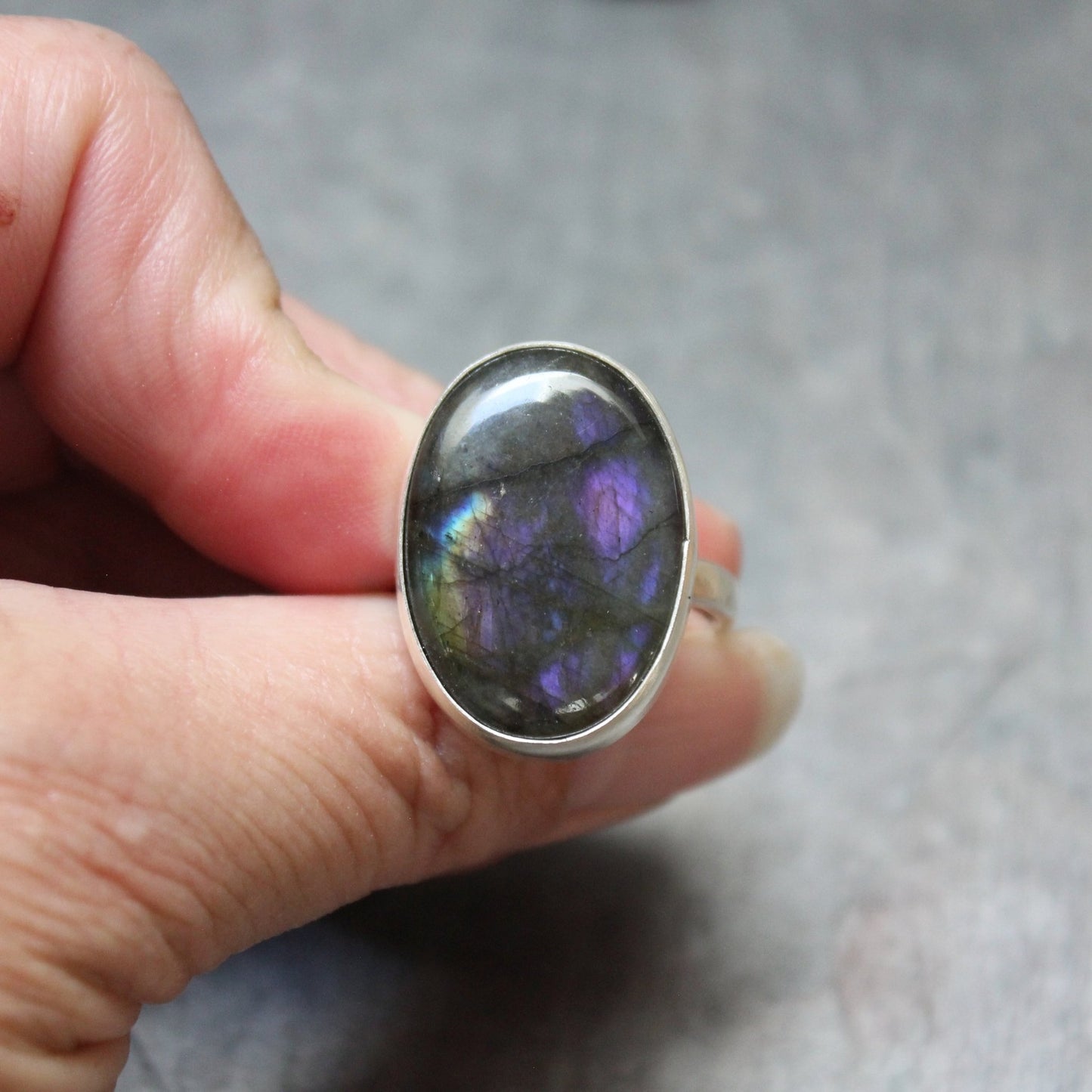 Dark Purple Labradorite Statement Ring - AccentYourself