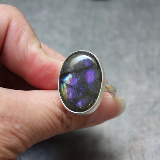 Dark Purple Labradorite Statement Ring - AccentYourself