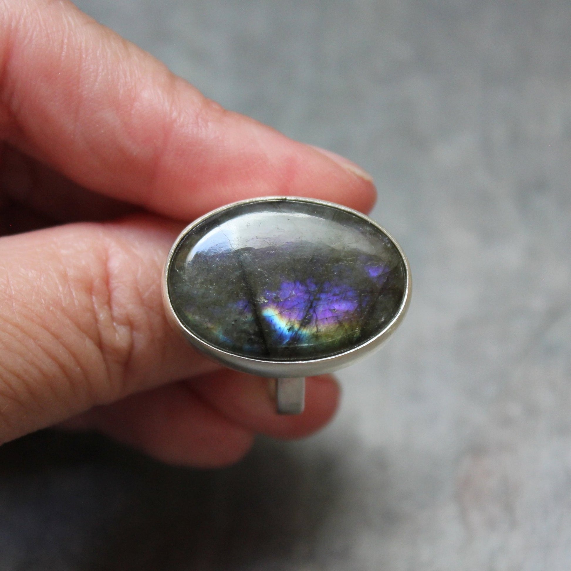 Dark Purple Labradorite Statement Ring - AccentYourself