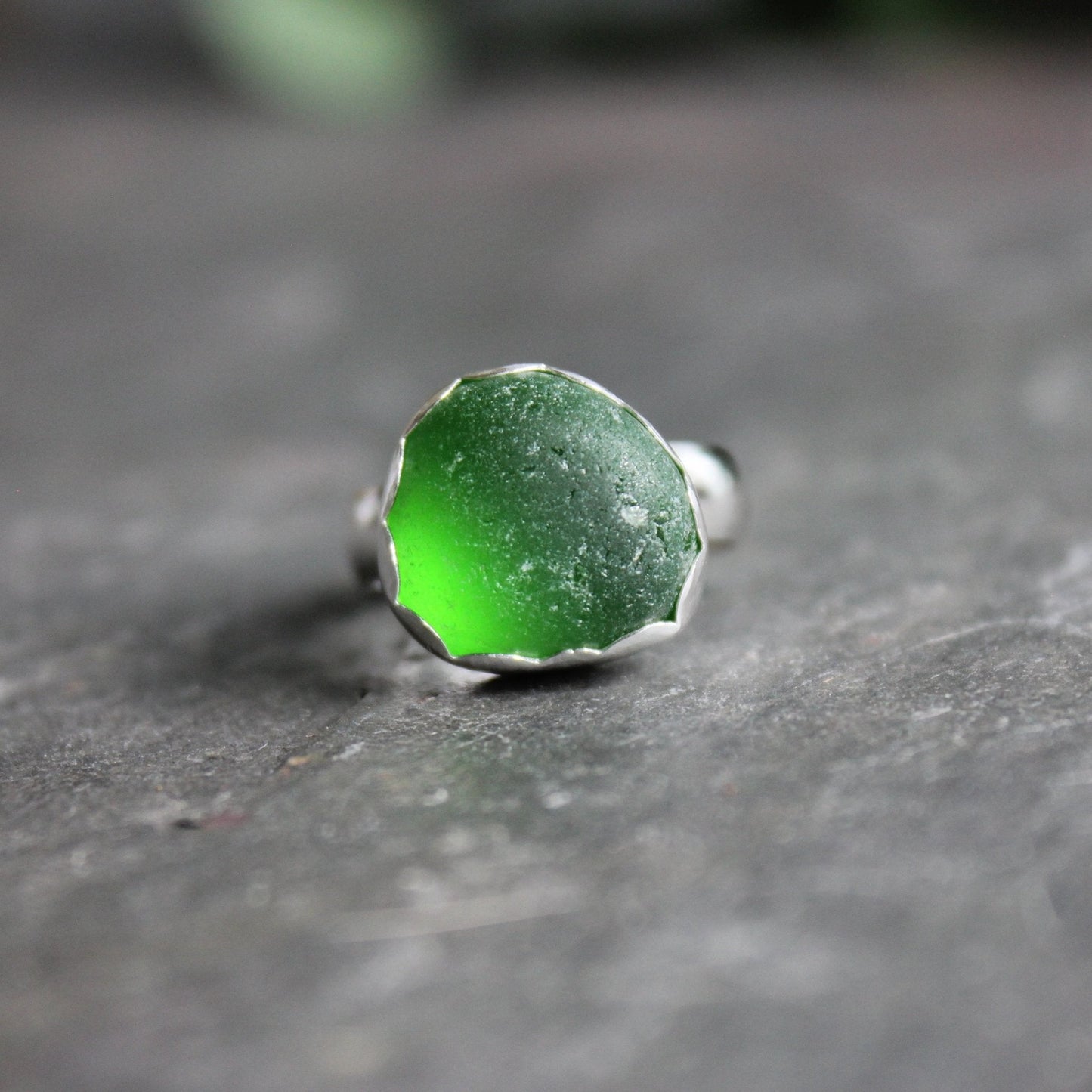 Emerald Green Sea Glass Ring - AccentYourself