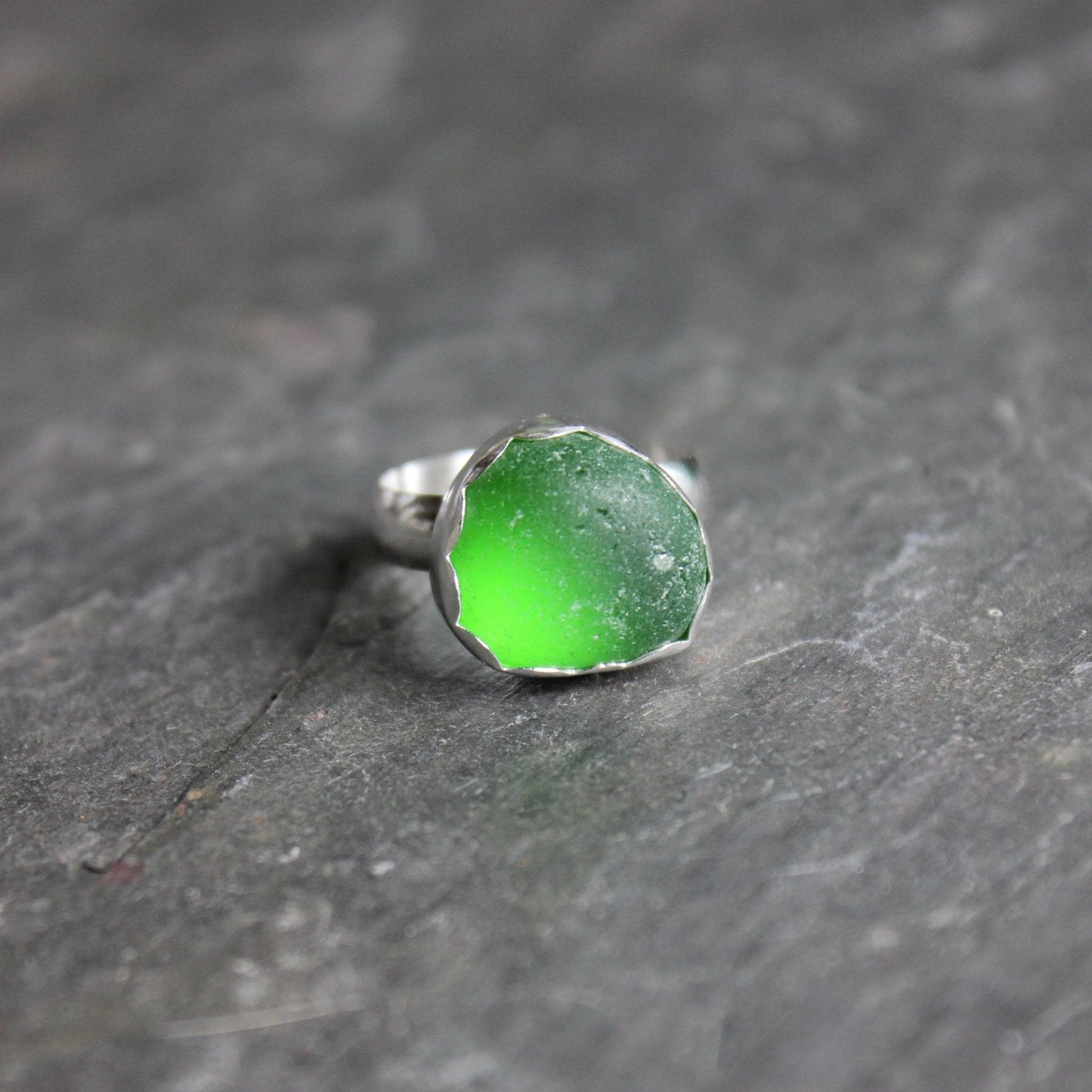 Emerald Green Sea Glass Ring - AccentYourself