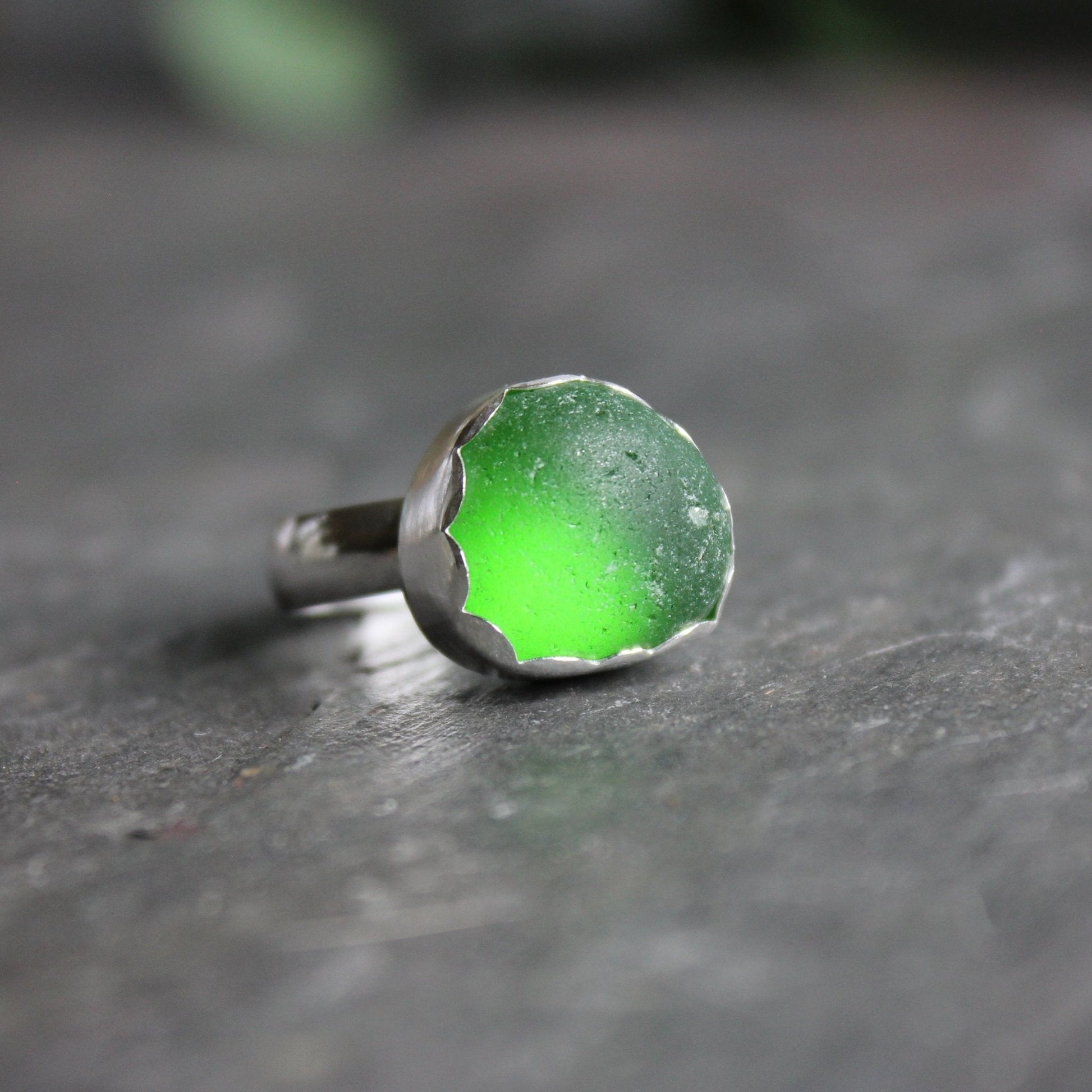 Emerald Green Sea Glass Ring - AccentYourself