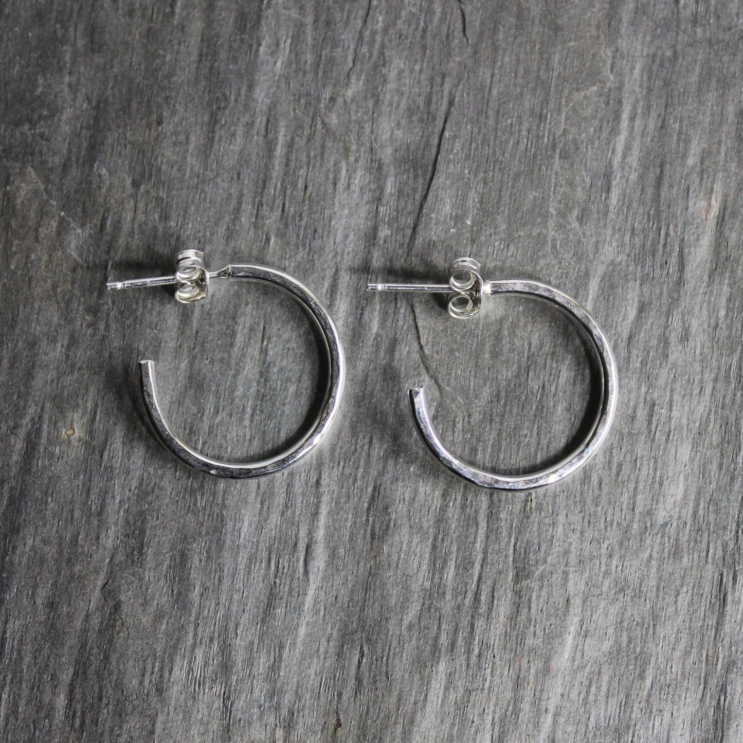 Extra Small Sterling Silver 3/4" Hammered Hoop Earrings - AccentYourself