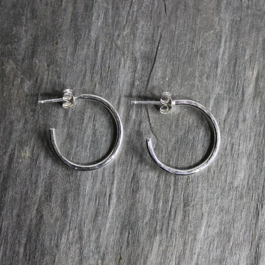 Extra Small Sterling Silver 3/4" Hammered Hoop Earrings - AccentYourself