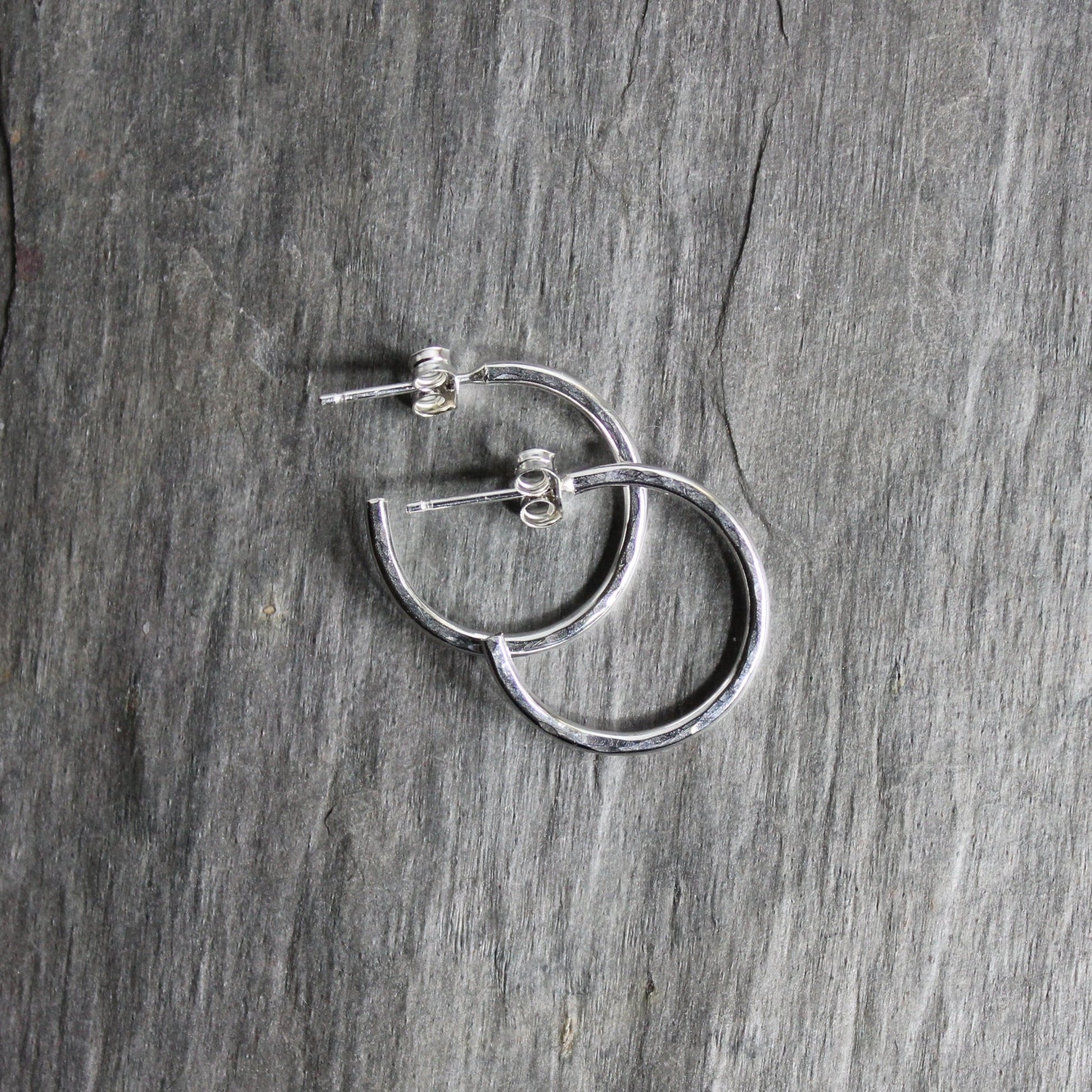 Extra Small Sterling Silver 3/4" Hammered Hoop Earrings - AccentYourself