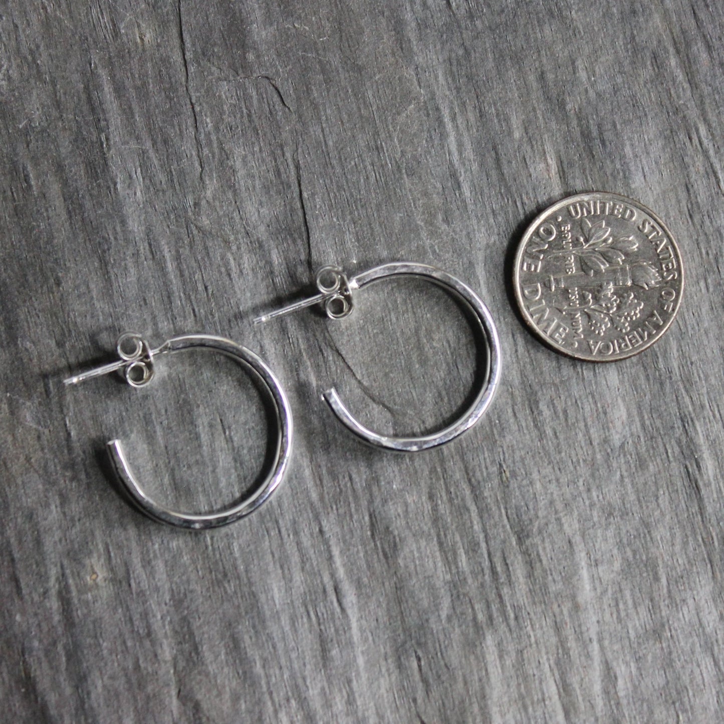 Extra Small Sterling Silver 3/4" Hammered Hoop Earrings - AccentYourself