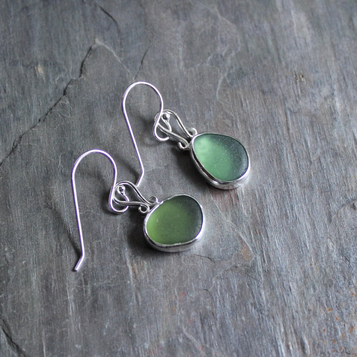 Green Dangly Sea Glass Earrings - AccentYourself