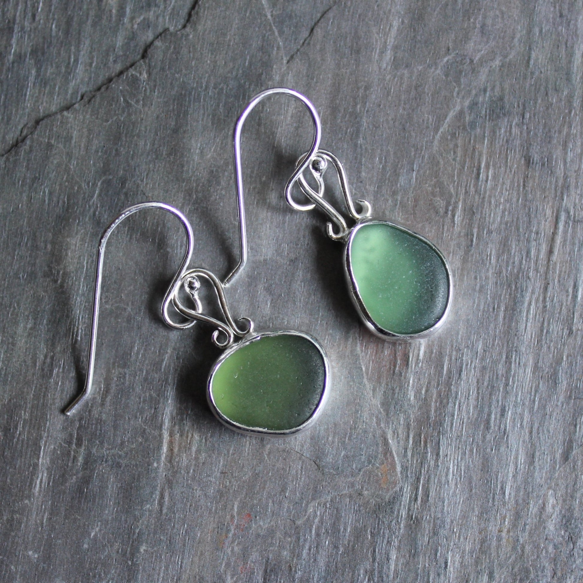 Green Dangly Sea Glass Earrings - AccentYourself