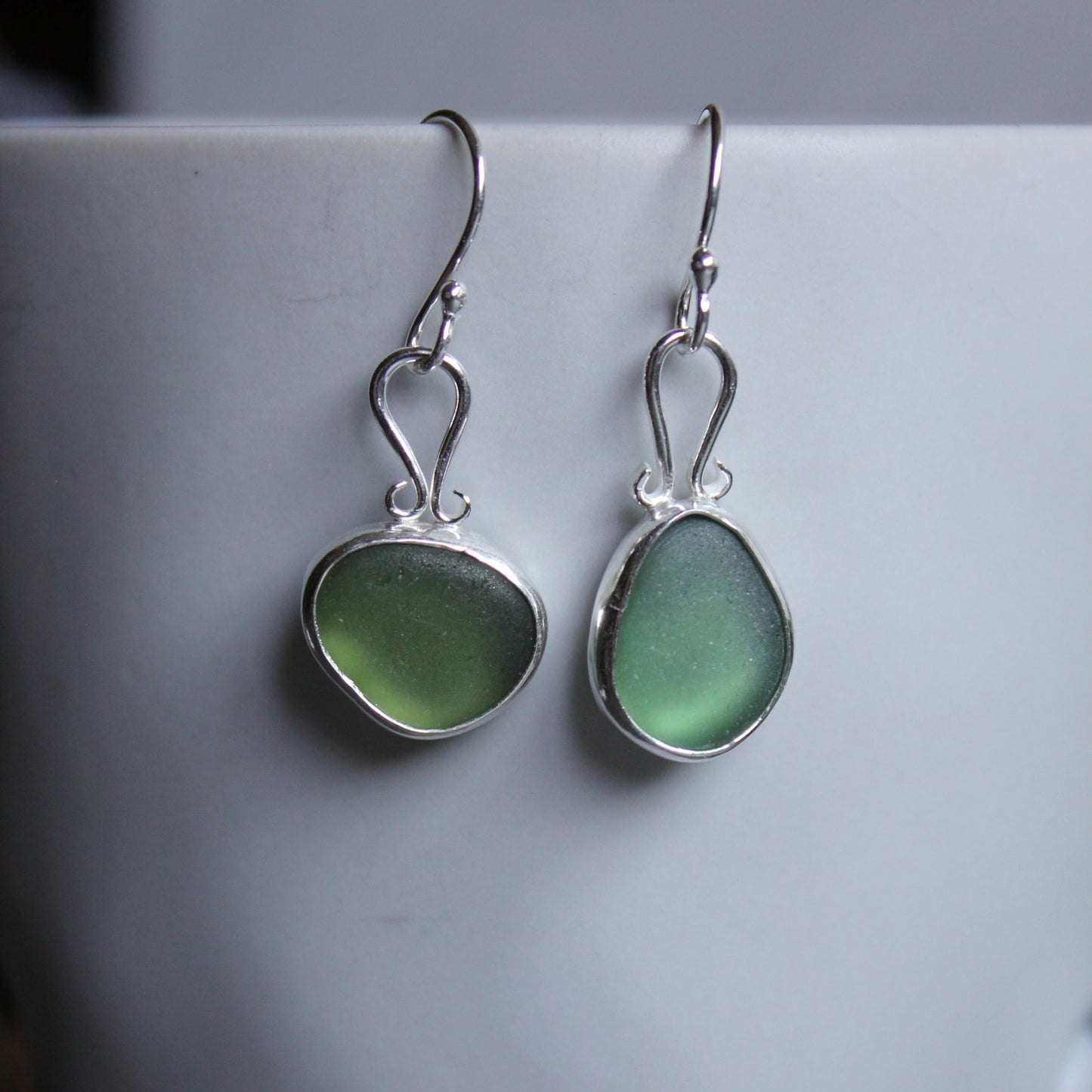 Green Dangly Sea Glass Earrings - AccentYourself