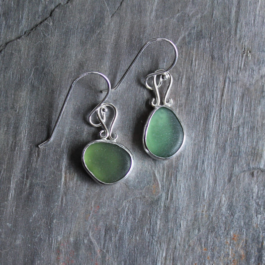 Green Dangly Sea Glass Earrings - AccentYourself