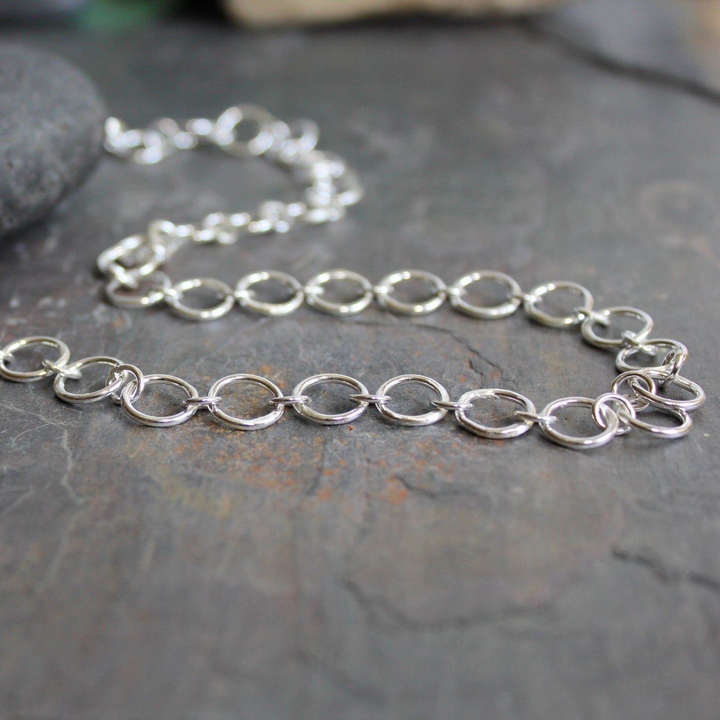 Handcrafted Sterling Silver Large and Small Round Chain Necklace - AccentYourself