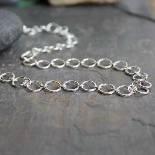 Handcrafted Sterling Silver Large and Small Round Chain Necklace - AccentYourself